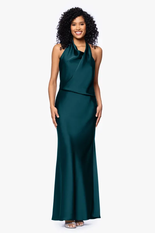 "Erica" Satin Halter Dress made by Betsy & Adam