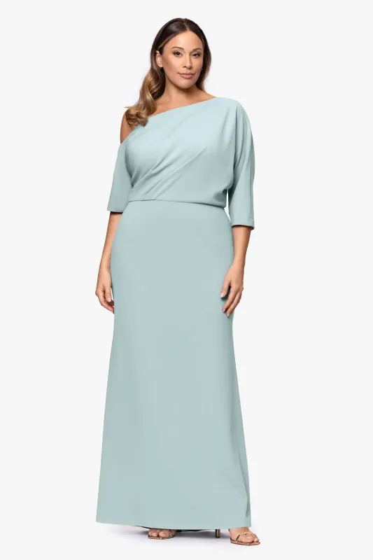 “Madeline” Plus Scuba Crepe Off The Shoulder Dress made by Betsy & Adam