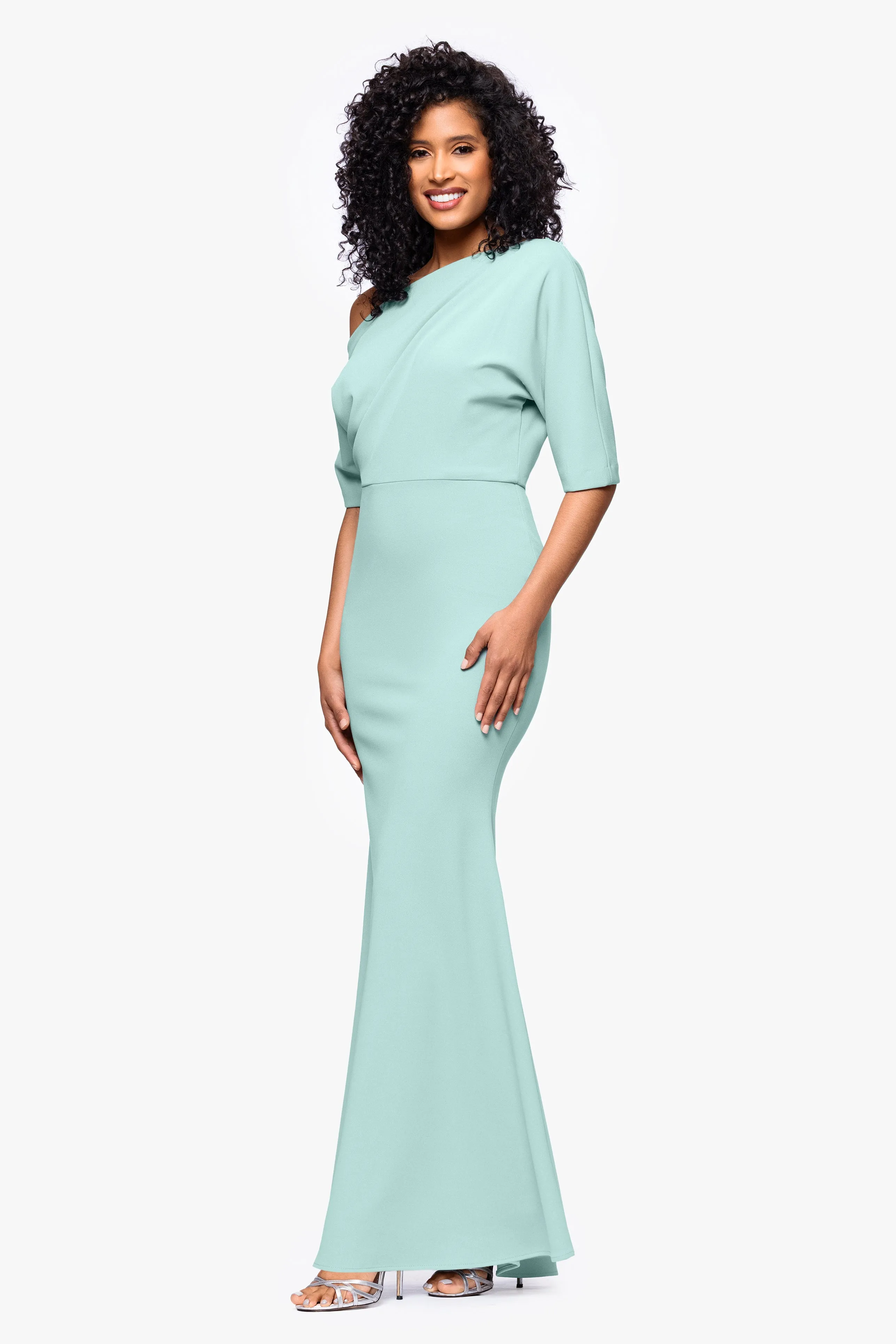 “Madeline” Scuba Crepe Off The Shoulder Dress sold by Betsy & Adam product image thumbnail 4