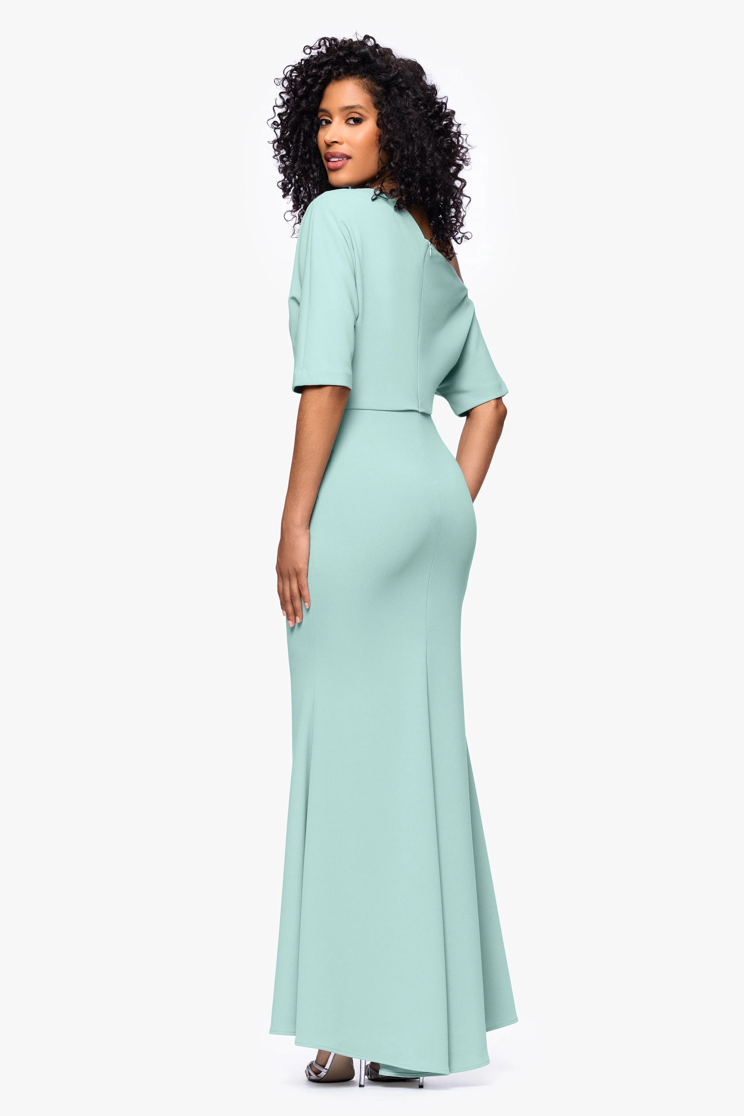 “Madeline” Scuba Crepe Off The Shoulder Dress sold by Betsy & Adam product image thumbnail 3