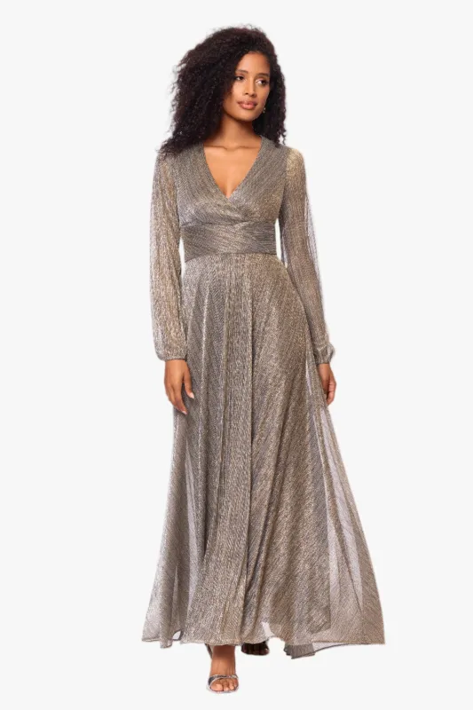 "Alexa" Petite Metallic Knit Long Sleeve Dress made by Betsy & Adam