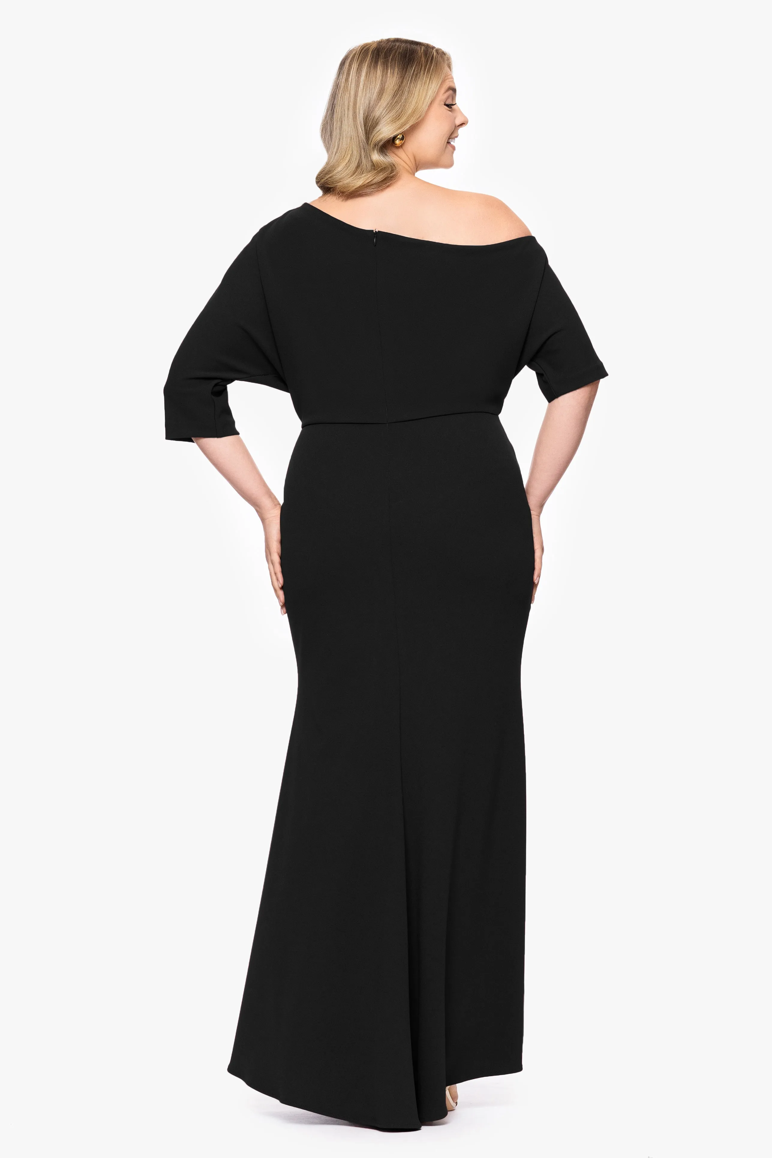 “Madeline” Plus Scuba Crepe Off The Shoulder Dress sold by Betsy & Adam product image thumbnail 3