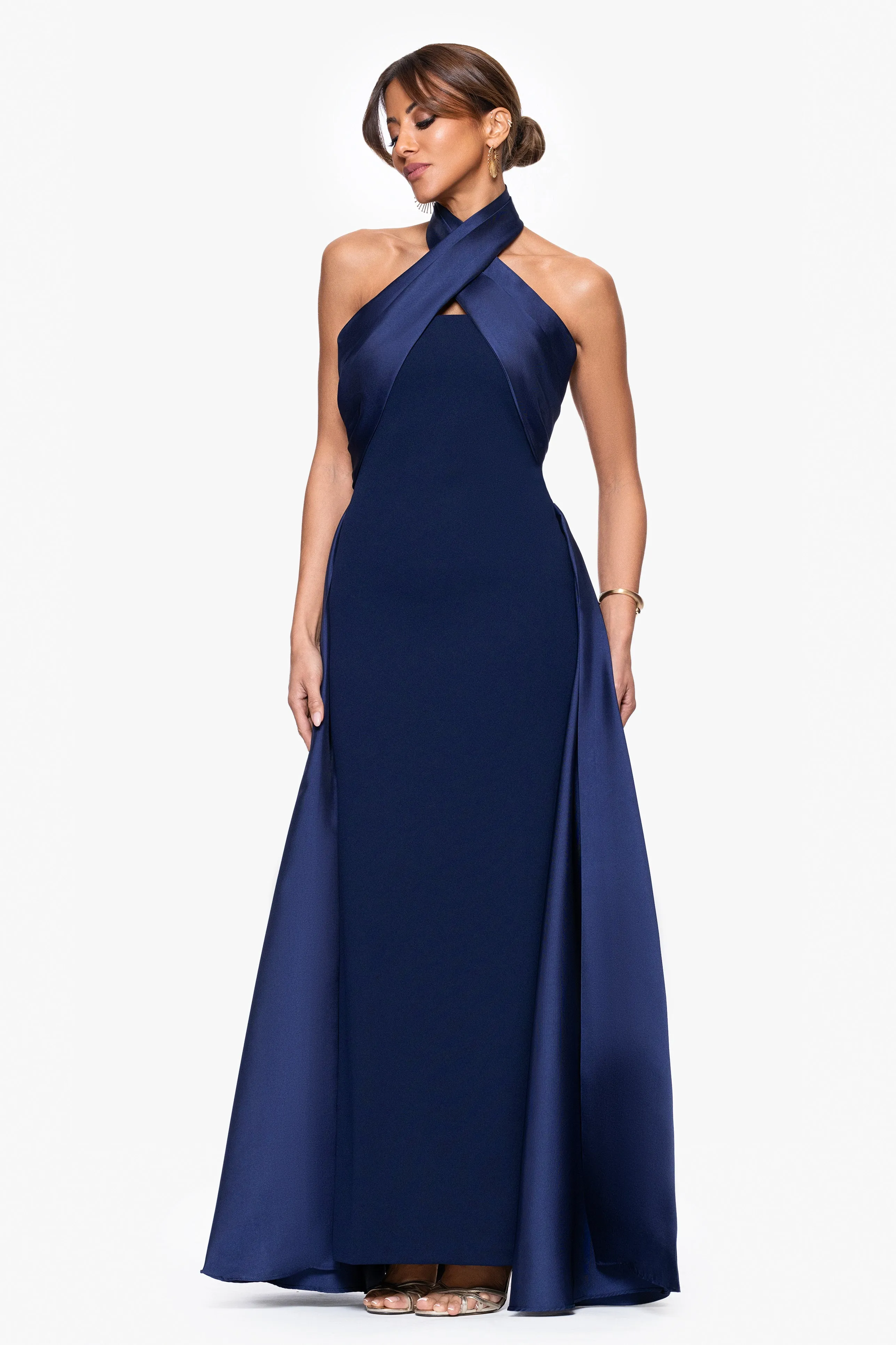 "Dina" Scuba Crepe Twist Halter Neck Gown sold by Betsy & Adam product image thumbnail 5