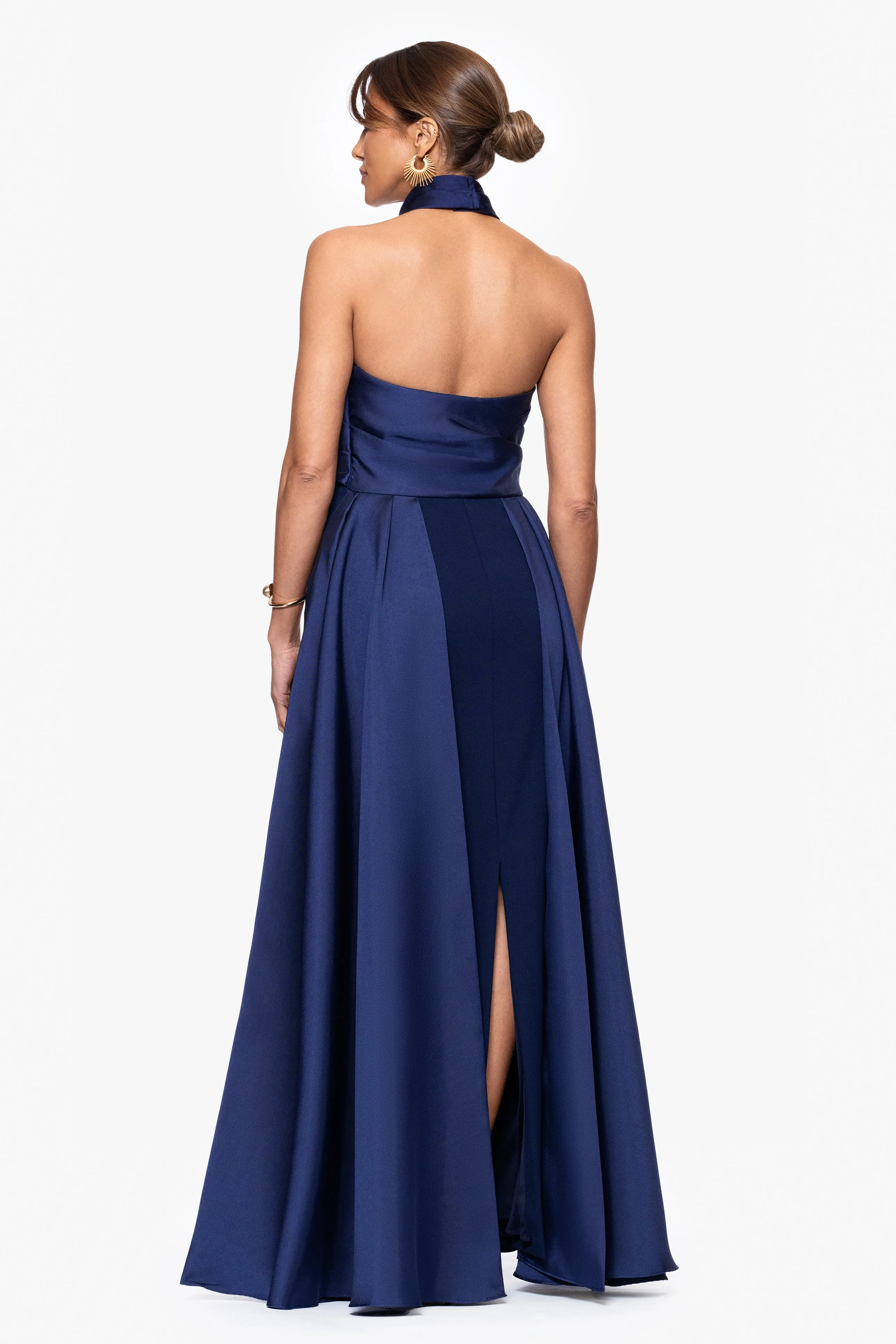 "Dina" Scuba Crepe Twist Halter Neck Gown sold by Betsy & Adam product image thumbnail 4