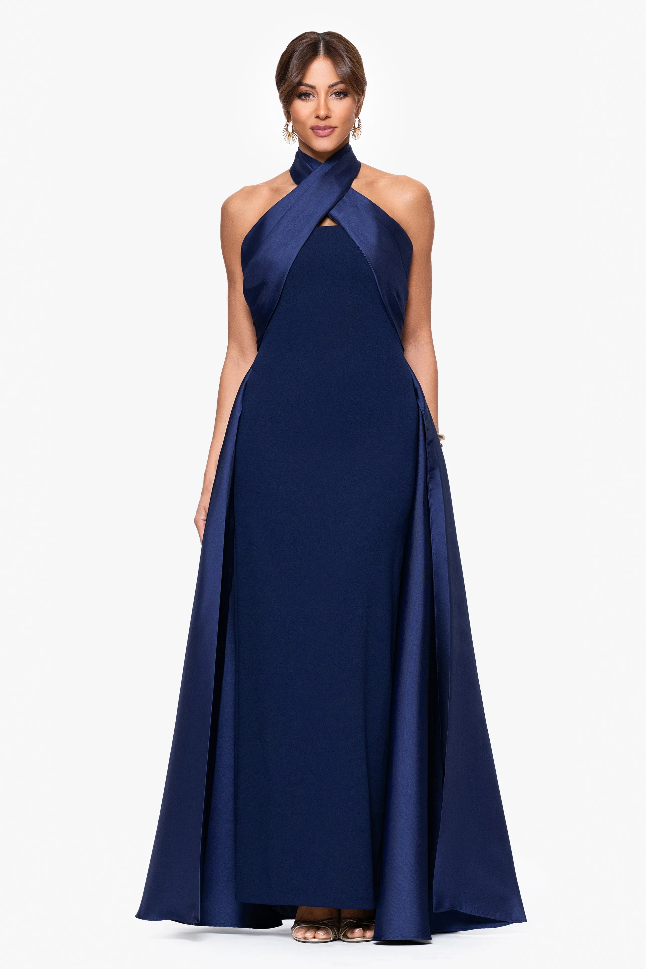 "Dina" Scuba Crepe Twist Halter Neck Gown sold by Betsy & Adam product image thumbnail 2