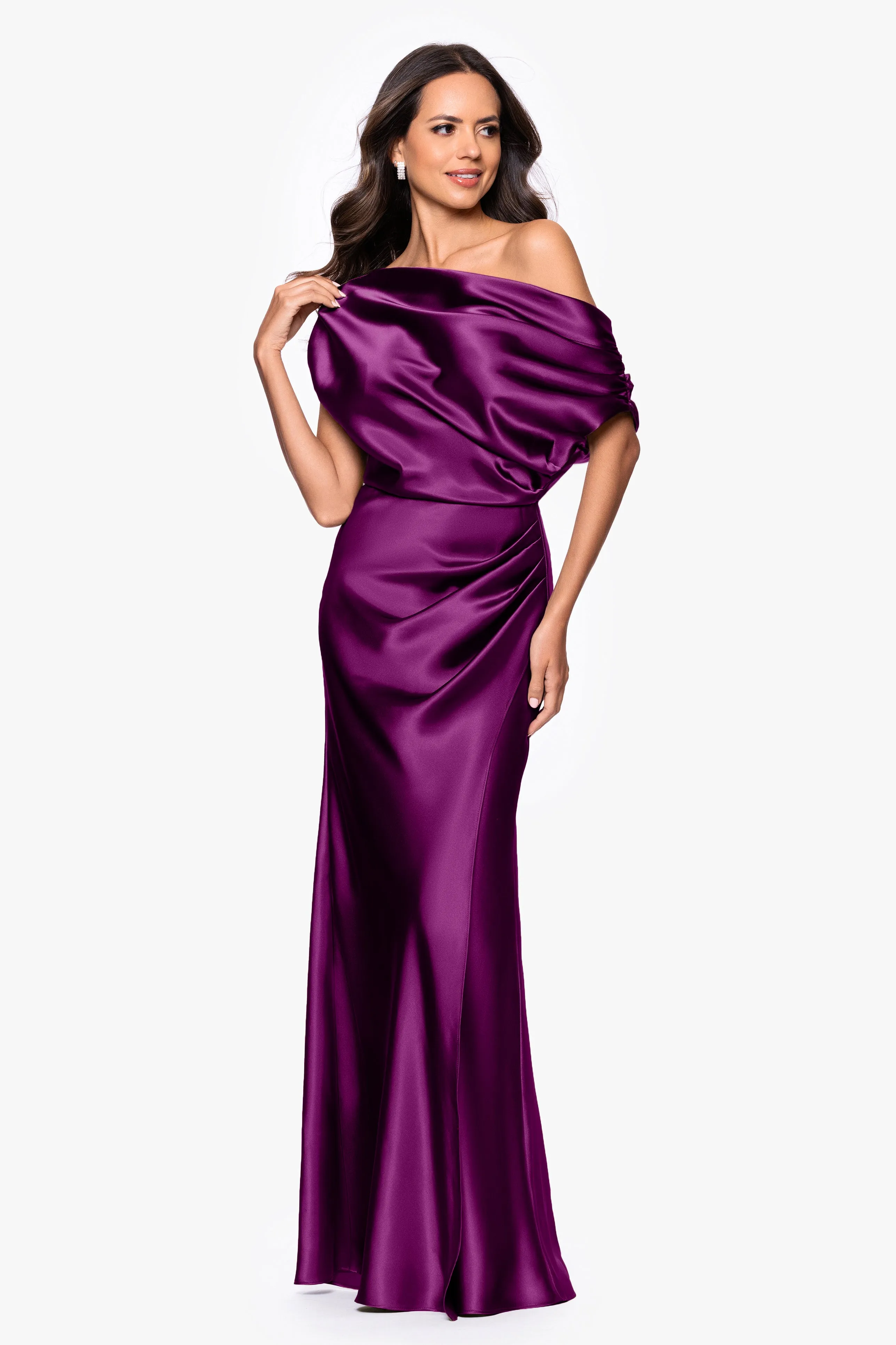 "Sofia" Satin Drop Shoulder Dress sold by Betsy & Adam product image thumbnail 4