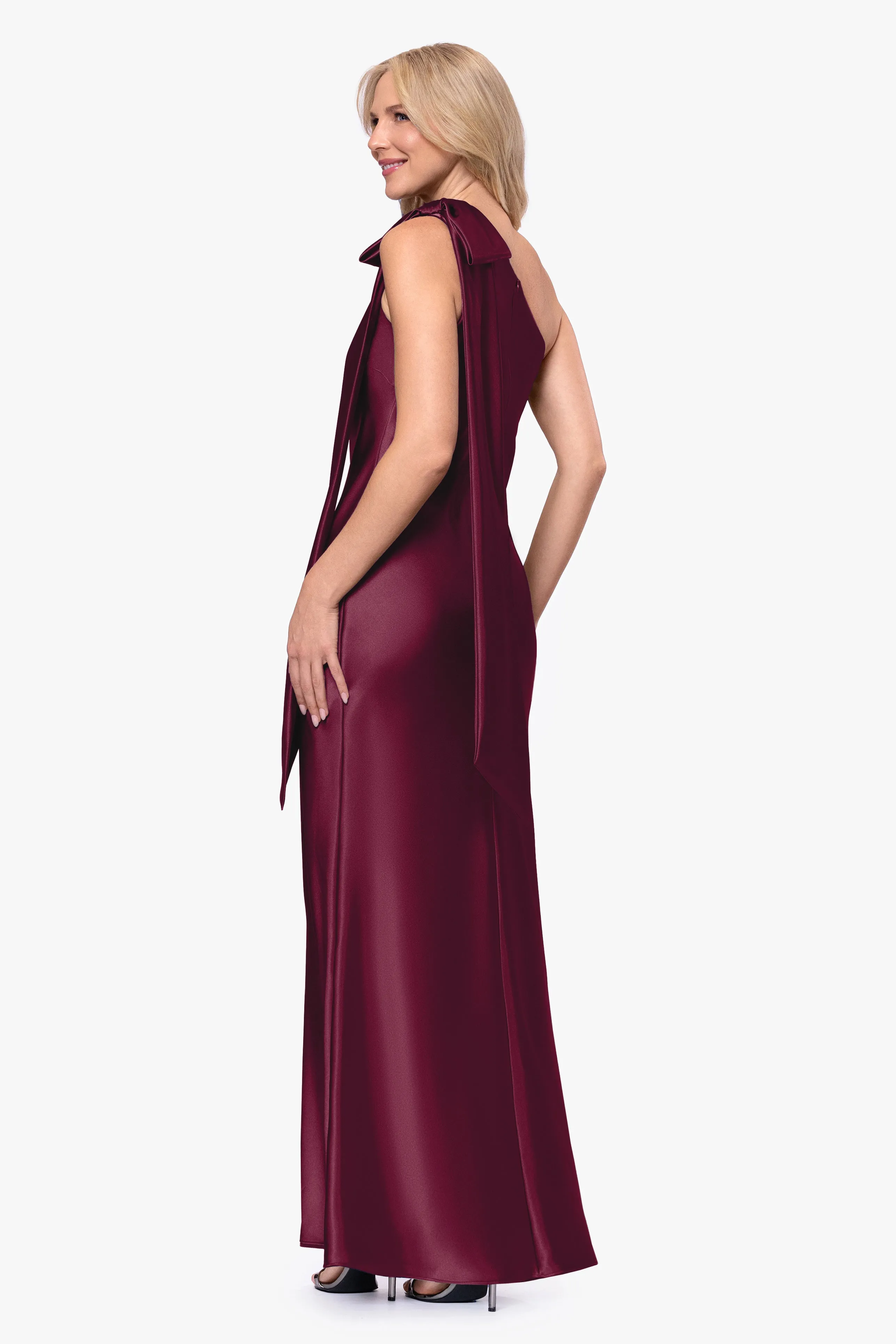 "Dove" Satin One Shoulder Bow Dress sold by Betsy & Adam product image thumbnail 3