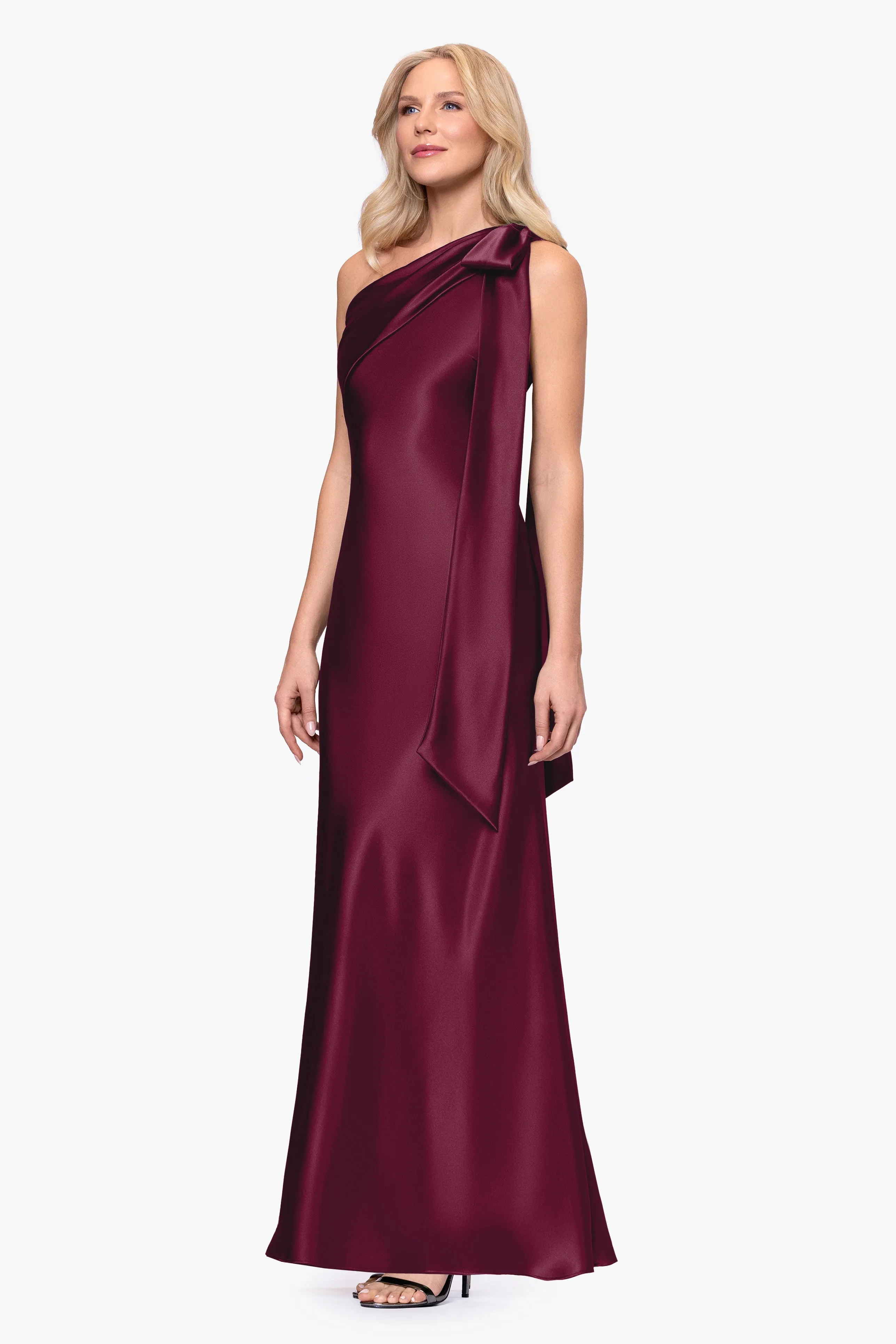 "Dove" Satin One Shoulder Bow Dress sold by Betsy & Adam product image thumbnail 4