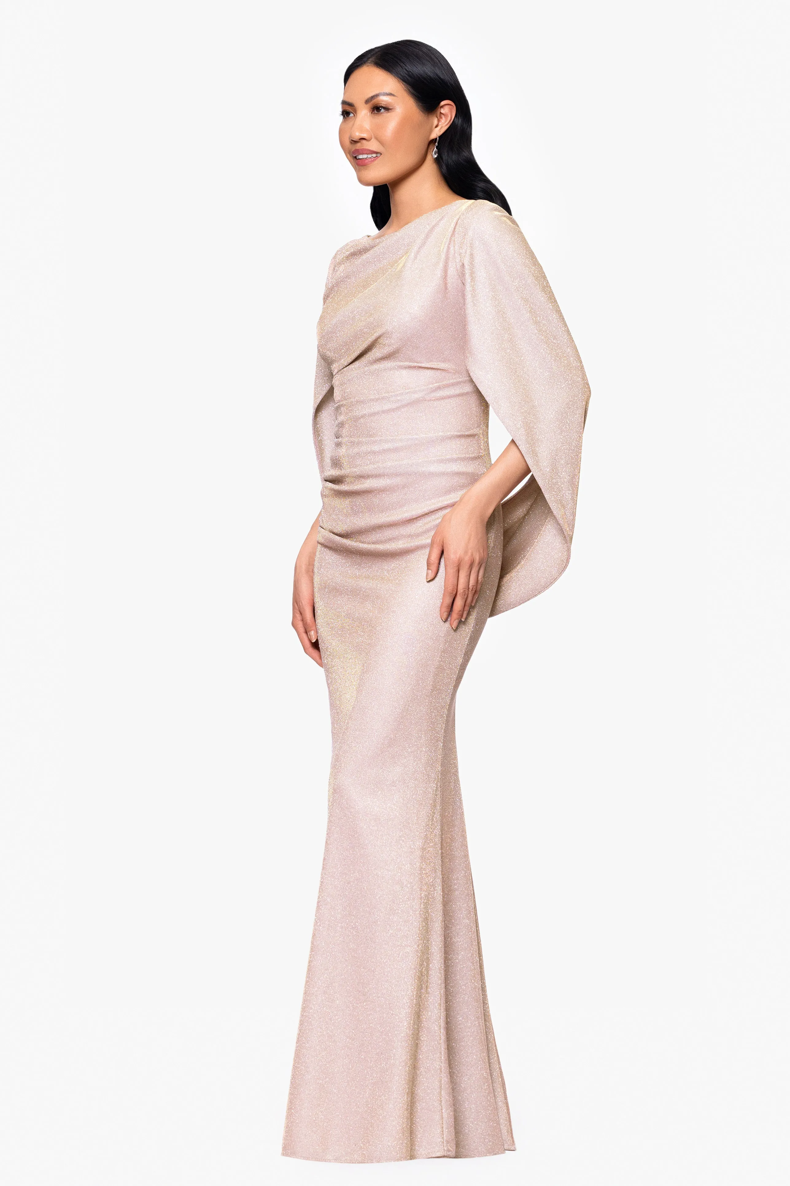 "Gracie" Petite Metallic Knit Glitter Draped Dress sold by Betsy & Adam product image thumbnail 4