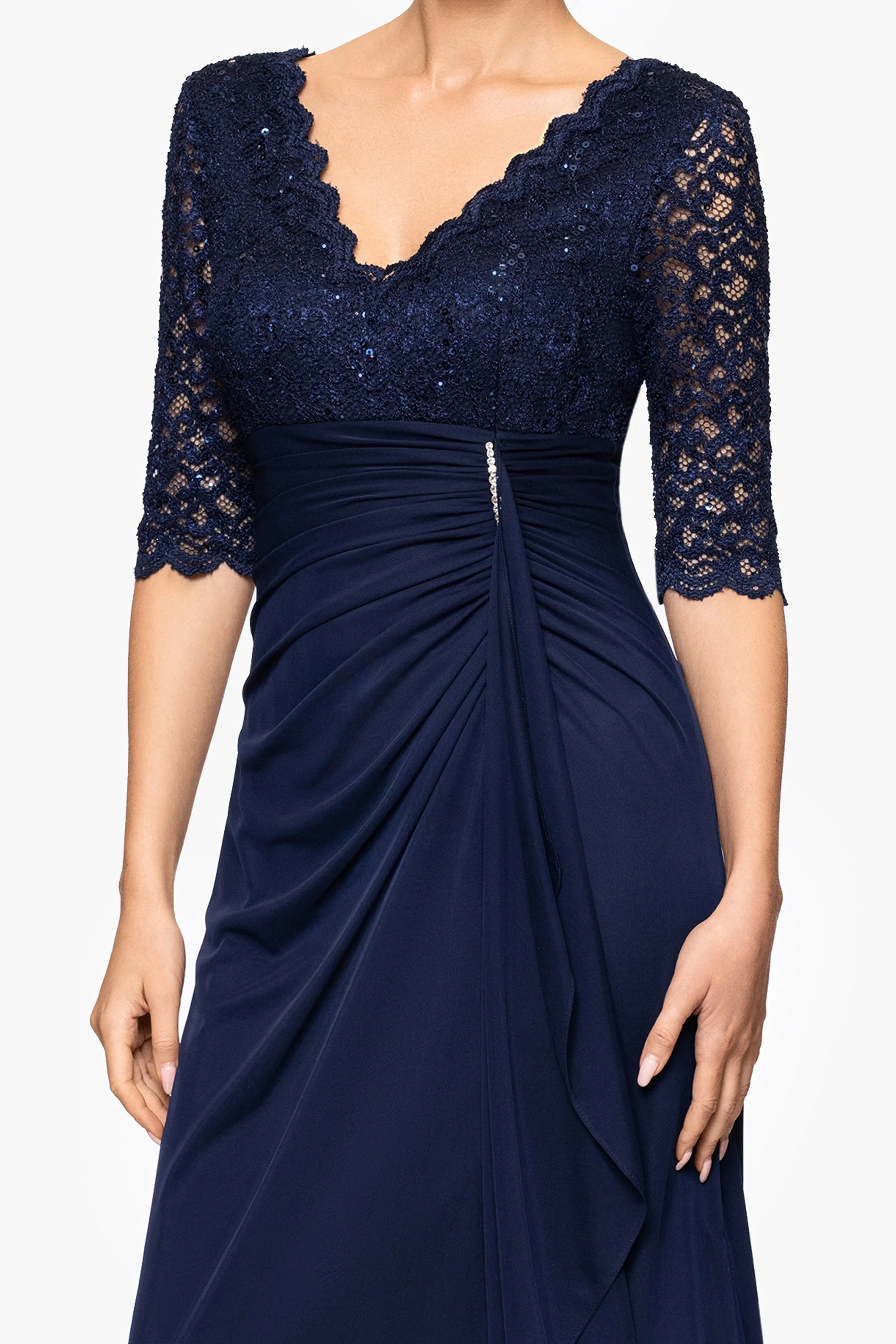 "Johanna" Petite Sheer Matte Jersey 3/4 Sleeve Dress sold by Betsy & Adam product image thumbnail 2