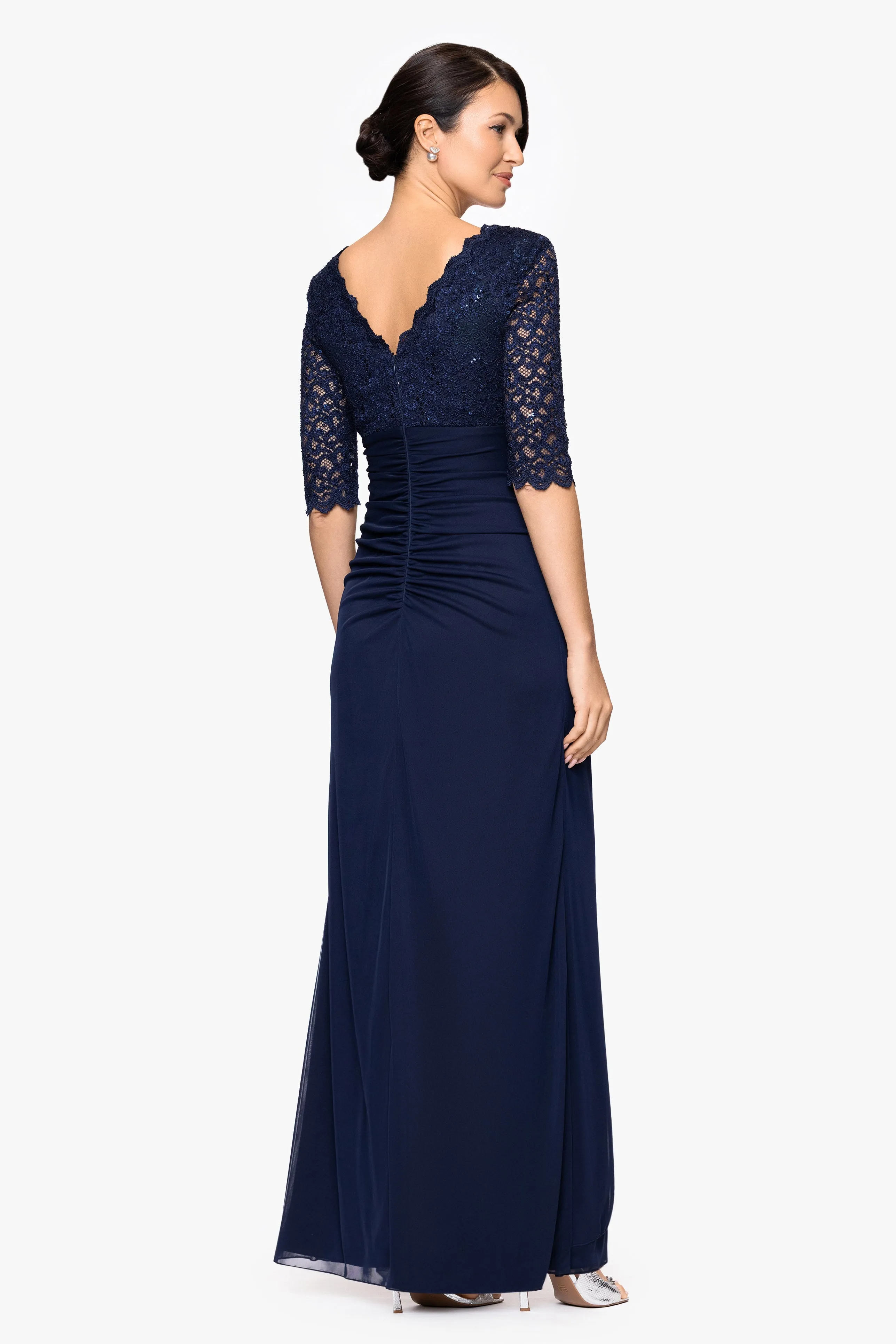 "Johanna" Petite Sheer Matte Jersey 3/4 Sleeve Dress sold by Betsy & Adam product image thumbnail 3