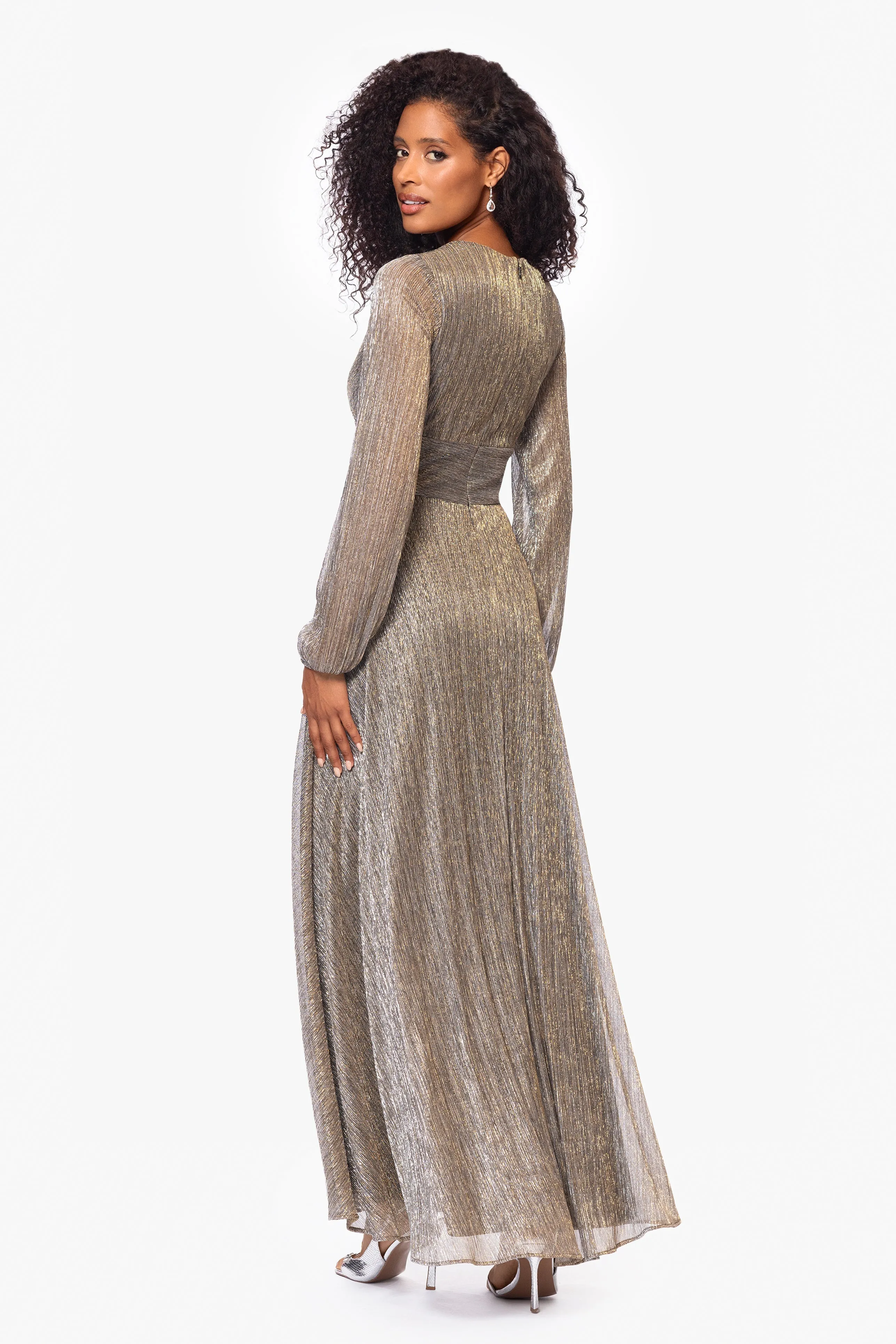 "Alexa" Metallic Knit Long Sleeve Dress sold by Betsy & Adam product image thumbnail 3