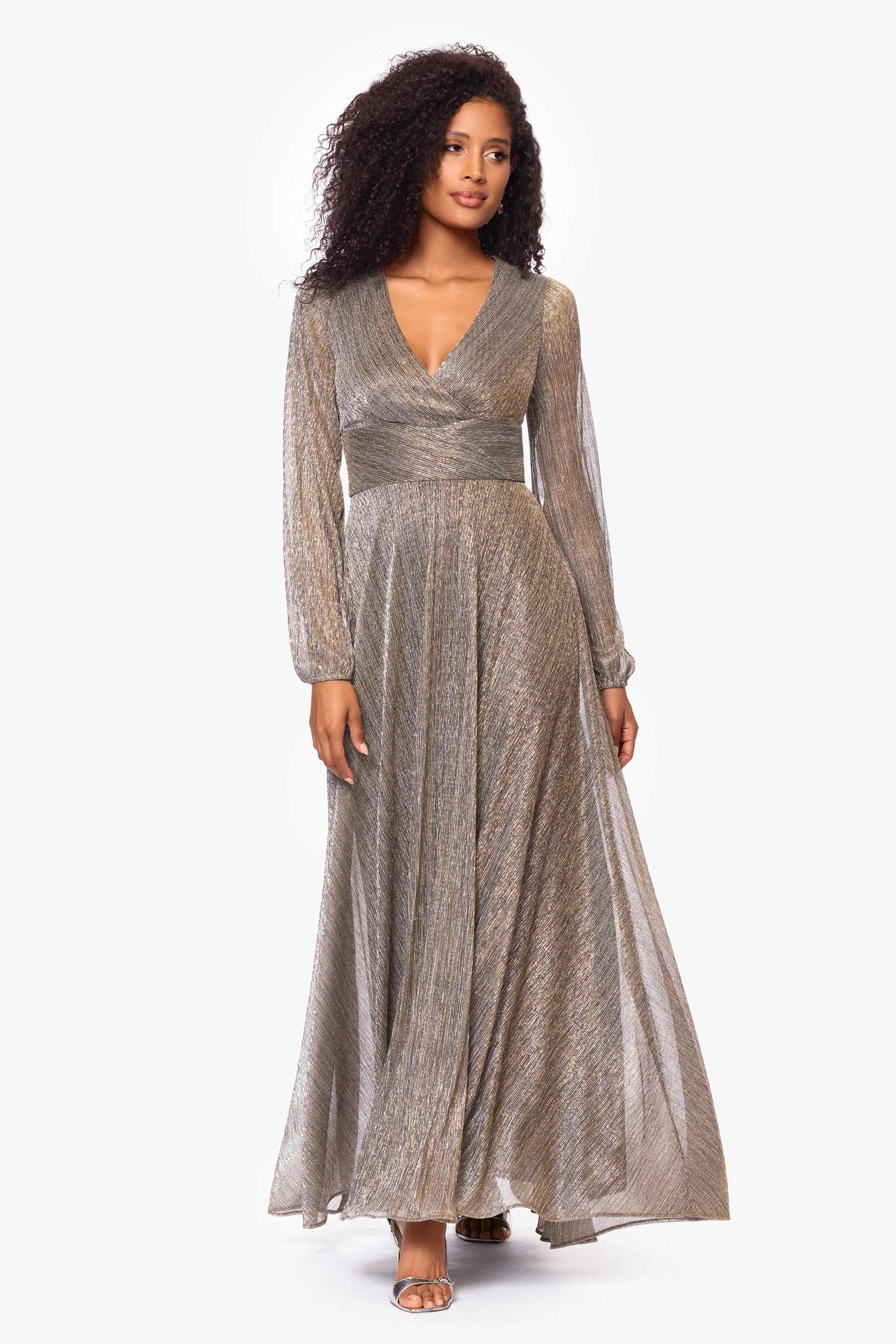 "Alexa" Metallic Knit Long Sleeve Dress sold by Betsy & Adam