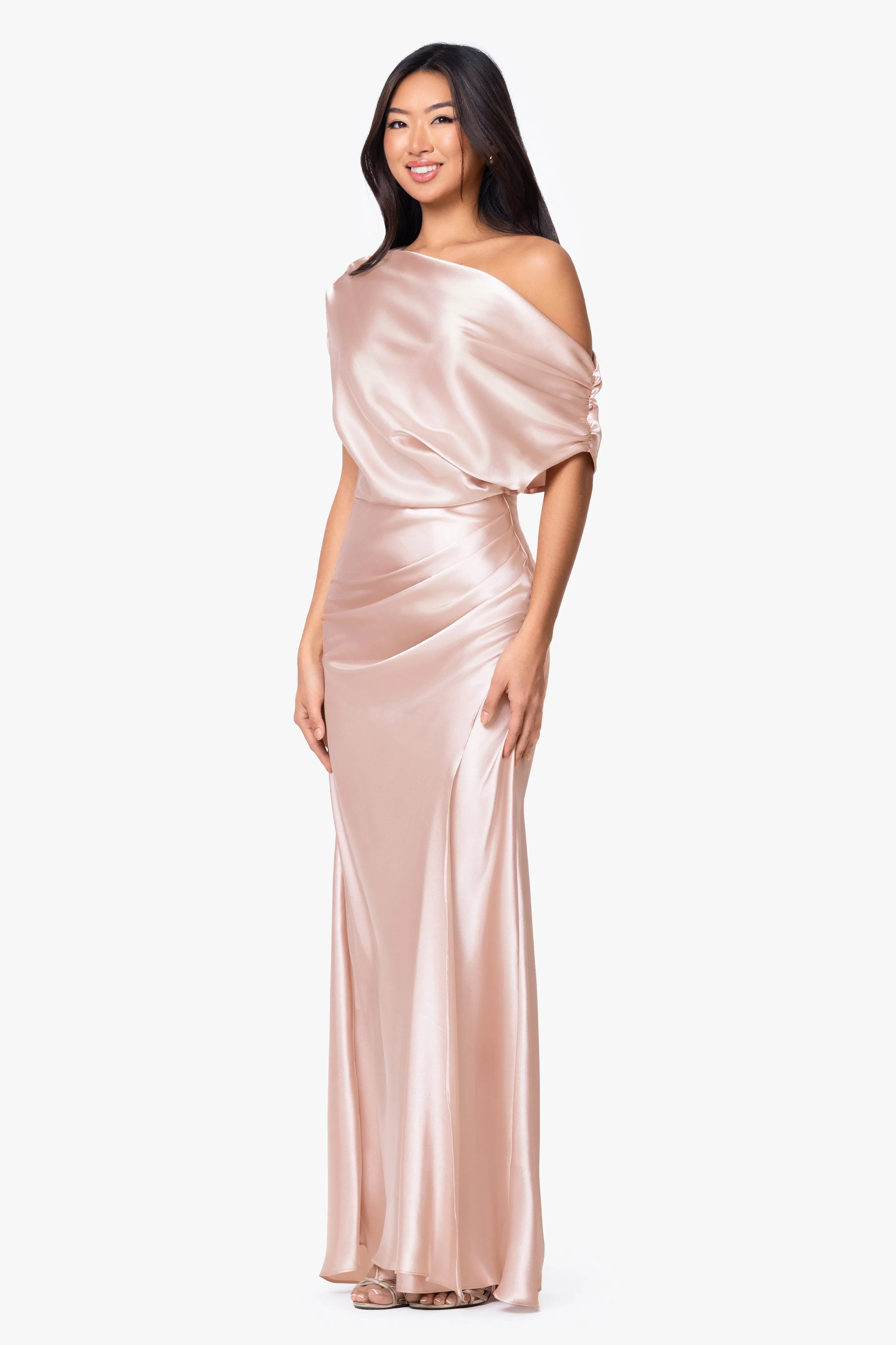 "Sofia" Satin Drop Shoulder Dress sold by Betsy & Adam product image thumbnail 3