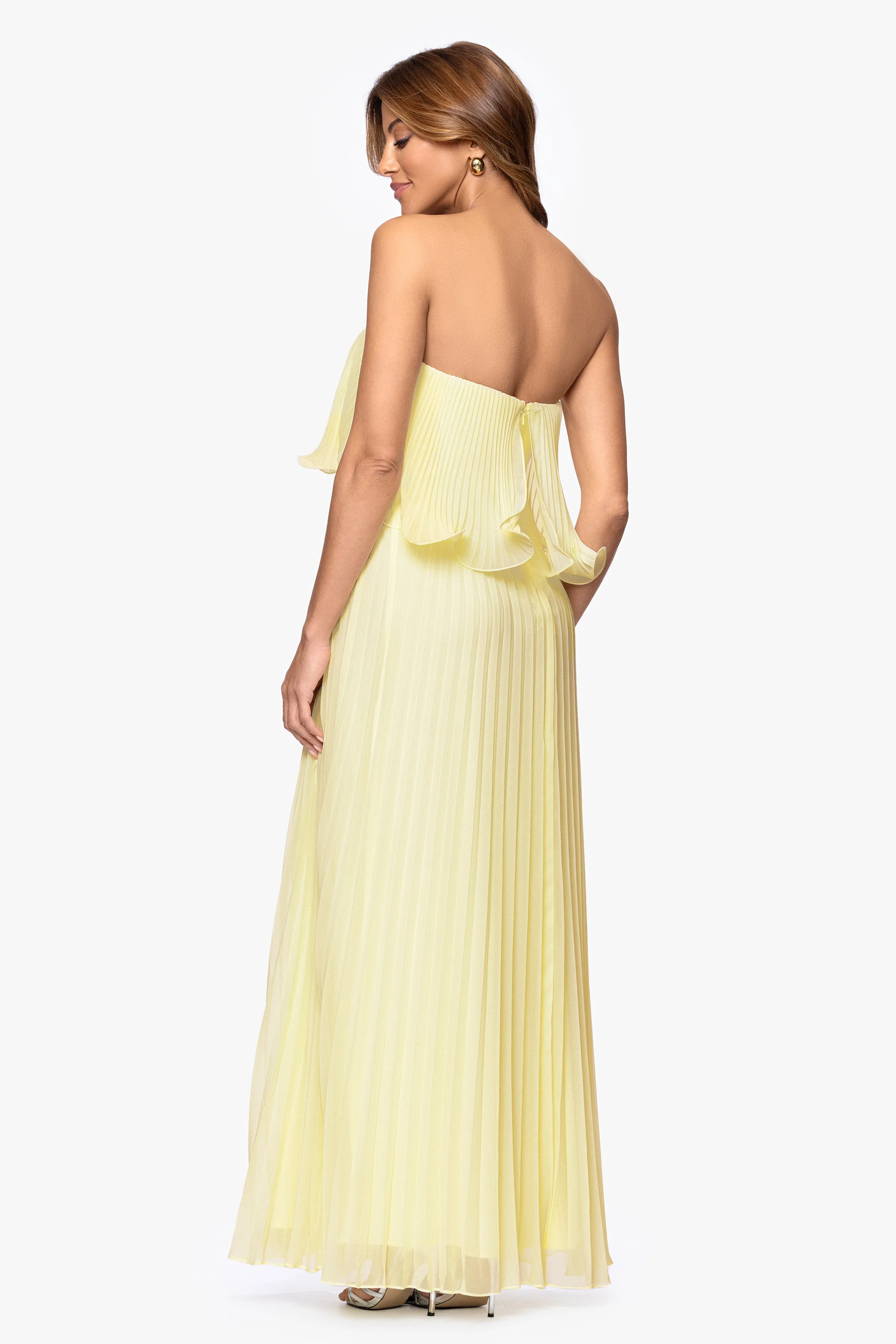"Zoe" Chiffon Strapless Pleated Dress sold by Betsy & Adam product image thumbnail 3
