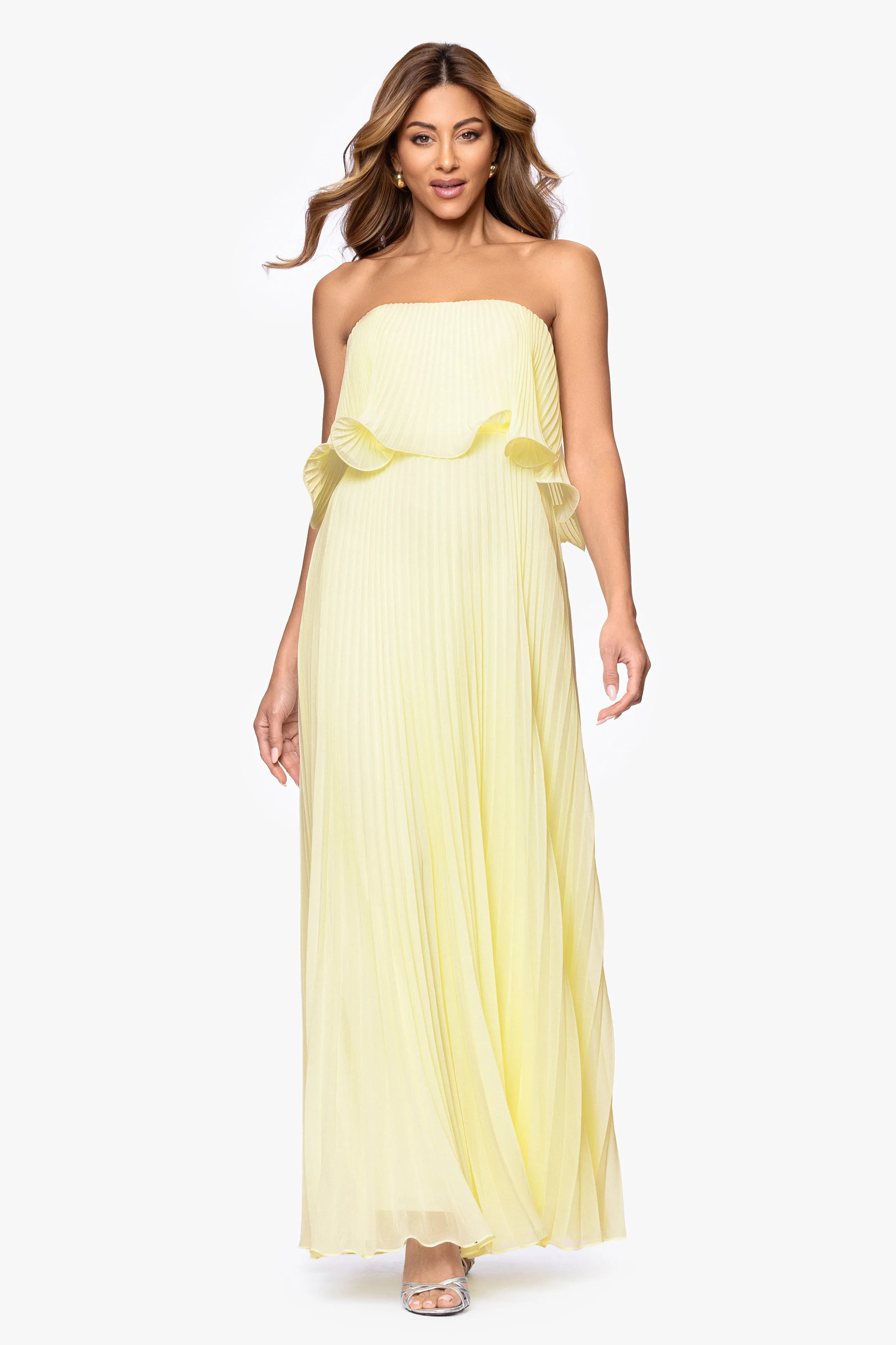 "Zoe" Chiffon Strapless Pleated Dress sold by Betsy & Adam product image thumbnail 5