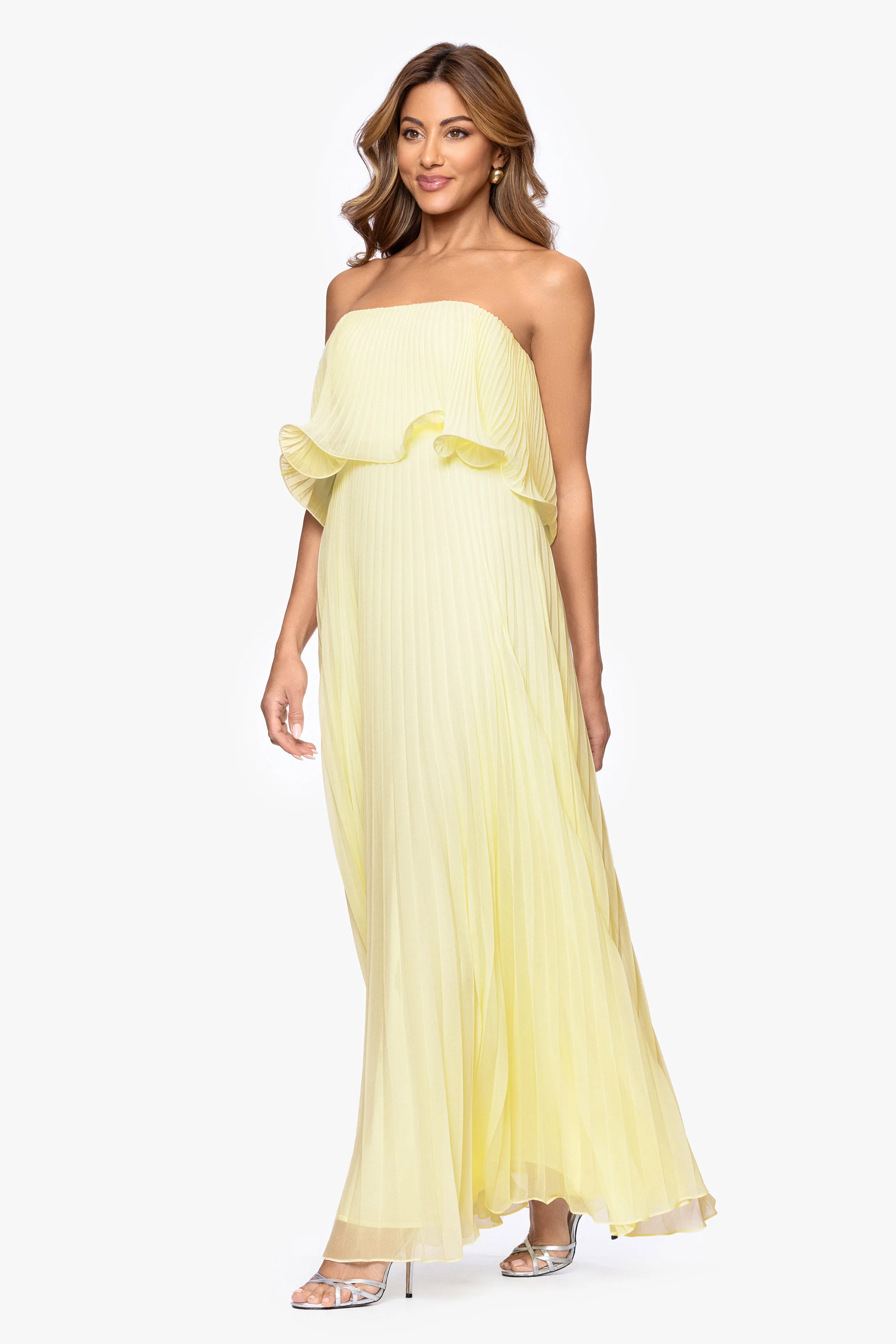 "Zoe" Chiffon Strapless Pleated Dress sold by Betsy & Adam product image thumbnail 4
