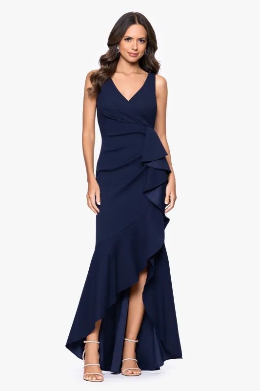 "Candace" V-Neck Hi Low Cascade Dress made by Betsy & Adam