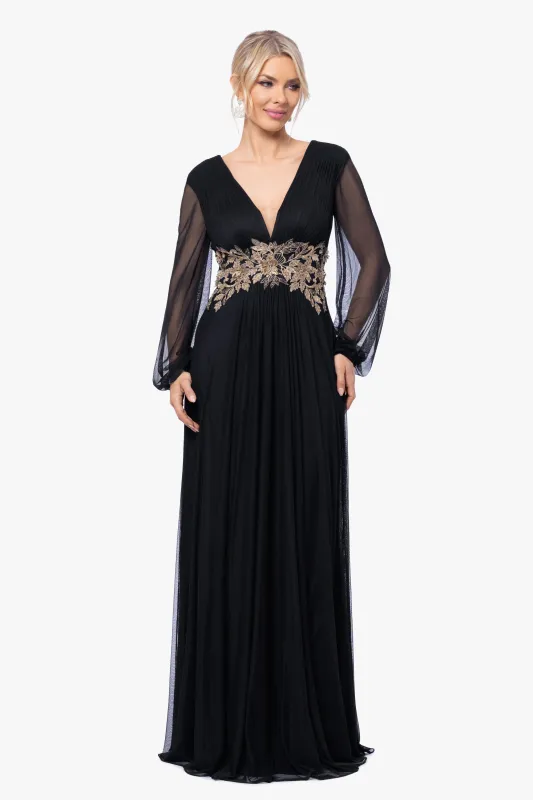 "Rebecca" Mesh Long Sleeve Dress made by Betsy & Adam