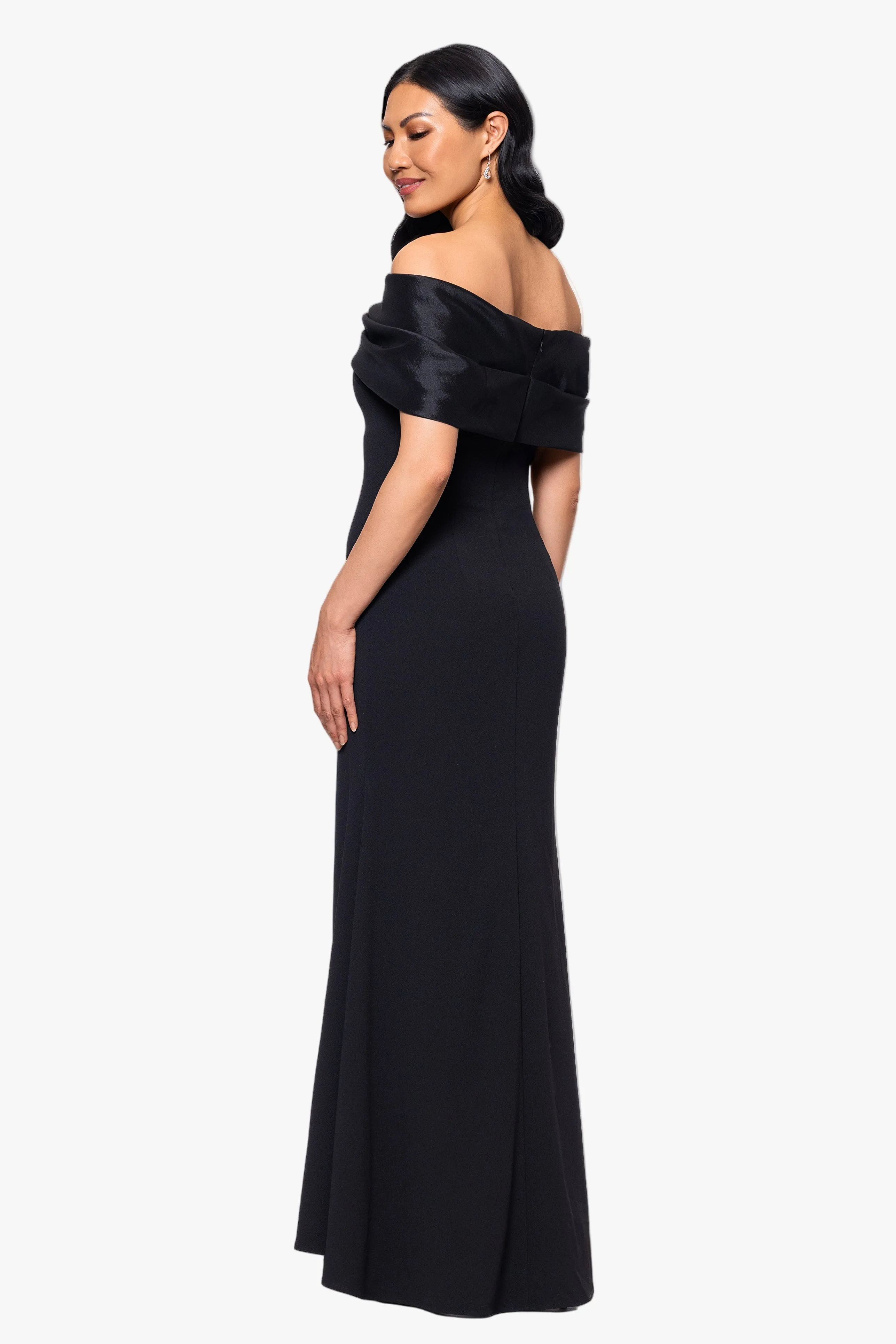 "Michelle" Scuba Crepe Off the Shoulder Taffeta Trim Dress sold by Betsy & Adam product image thumbnail 4