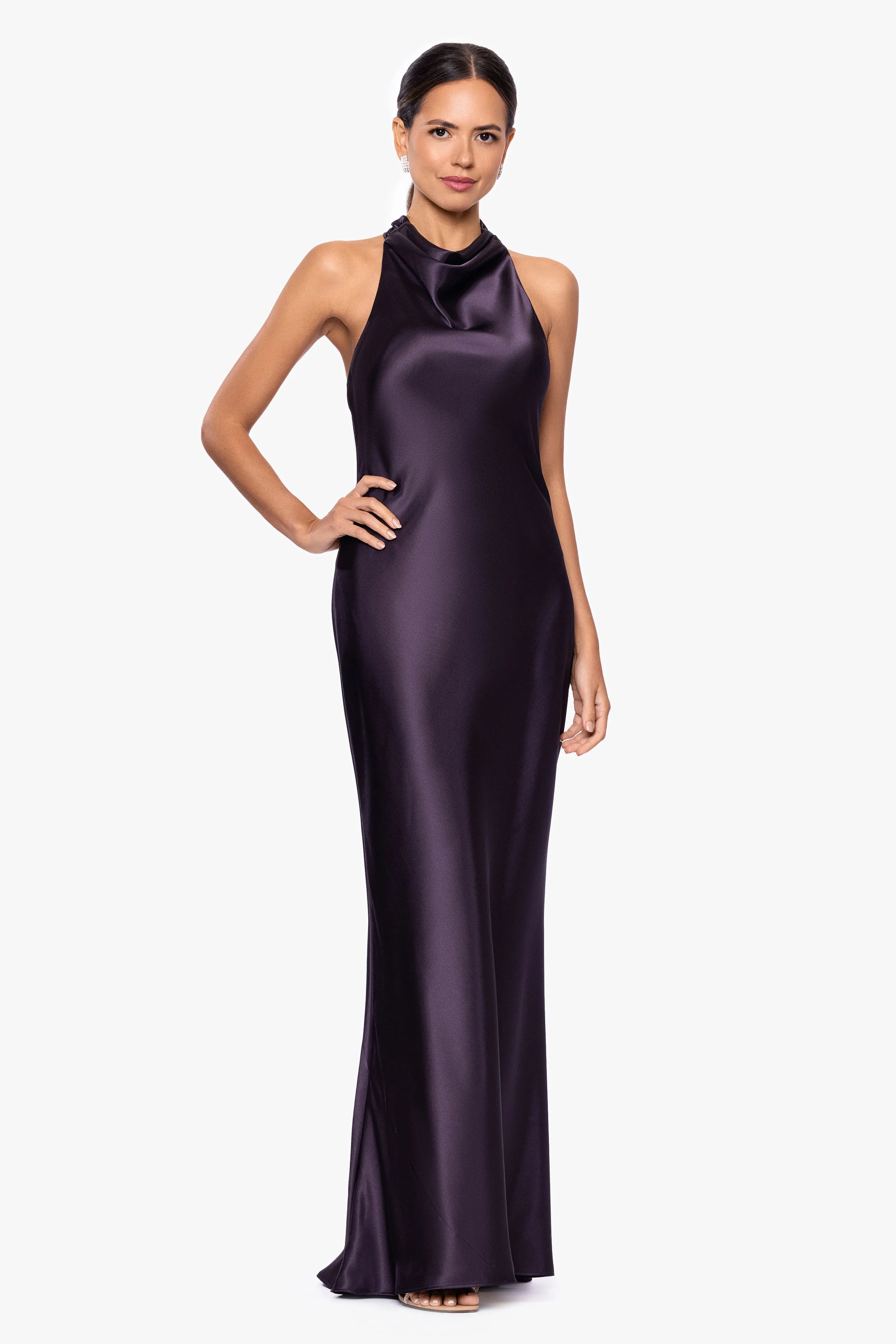 "Shannon" Satin Halter Necktie Dress sold by Betsy & Adam product image thumbnail 5