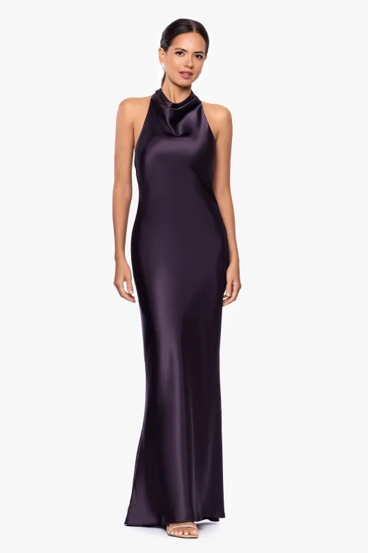 "Shannon" Satin Halter Necktie Dress made by Betsy & Adam
