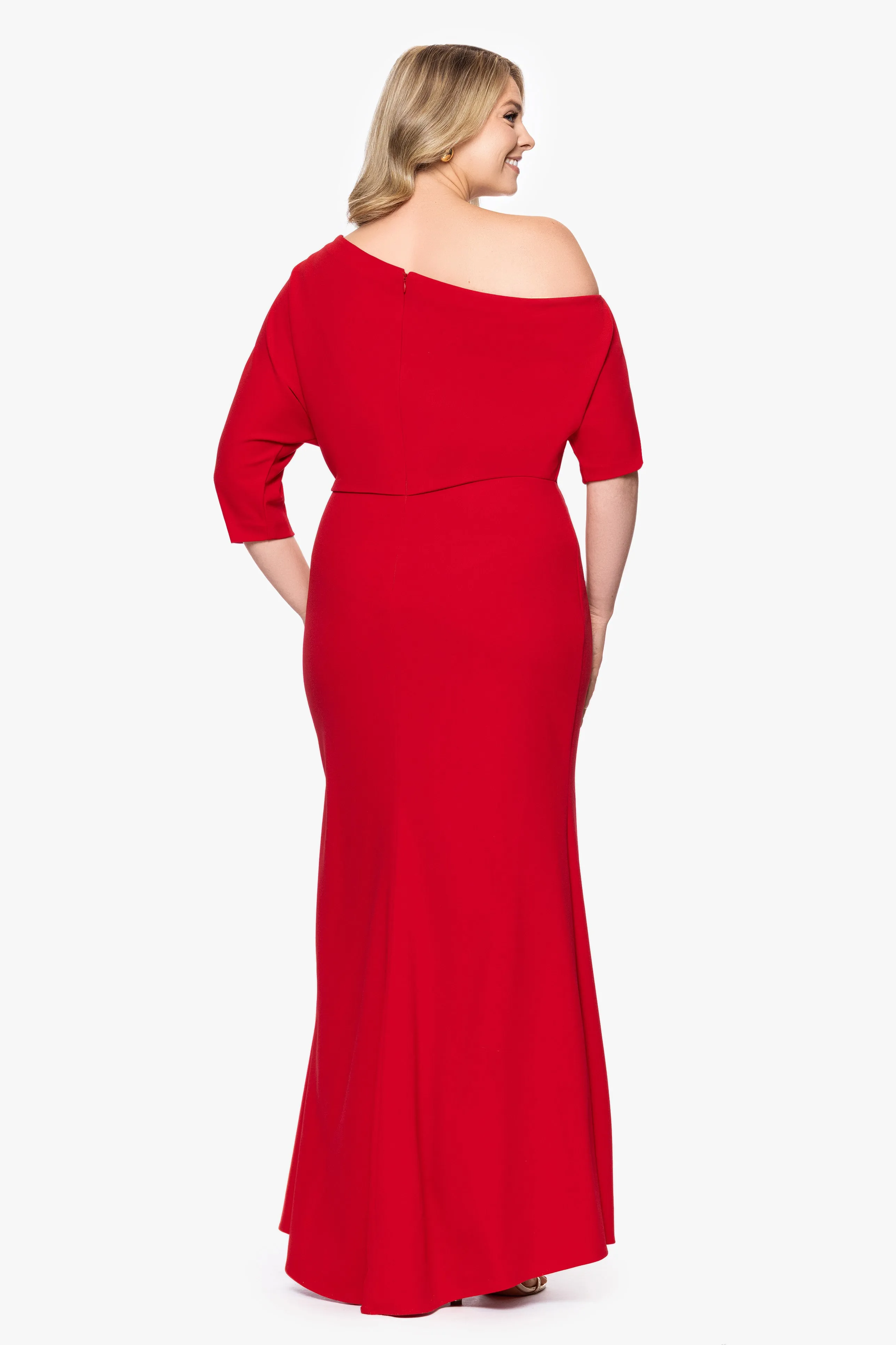 “Madeline” Plus Scuba Crepe Off The Shoulder Dress sold by Betsy & Adam product image thumbnail 3