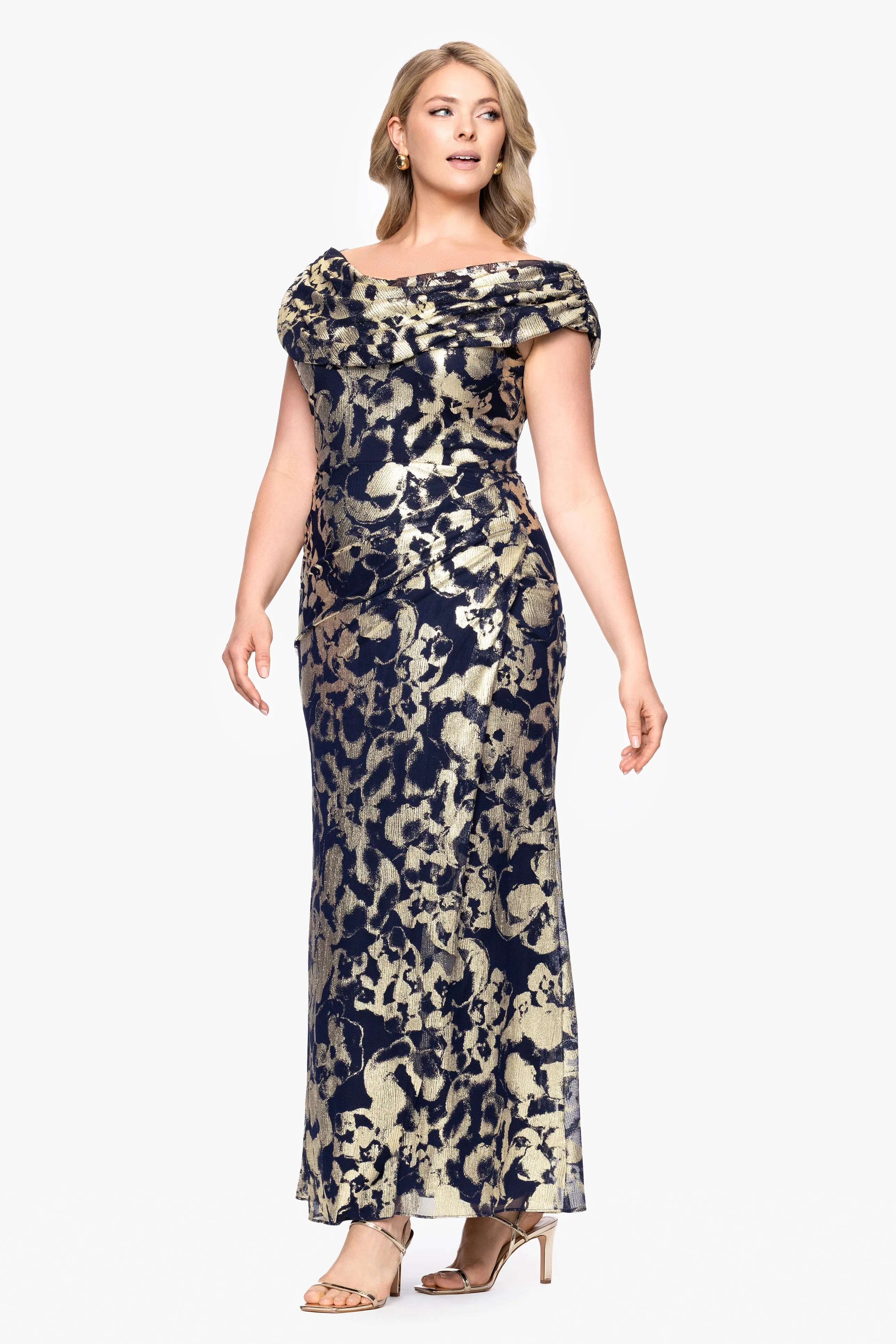 "Bianca" Plus Metallic Cowl Neck Dress sold by Betsy & Adam product image thumbnail 4