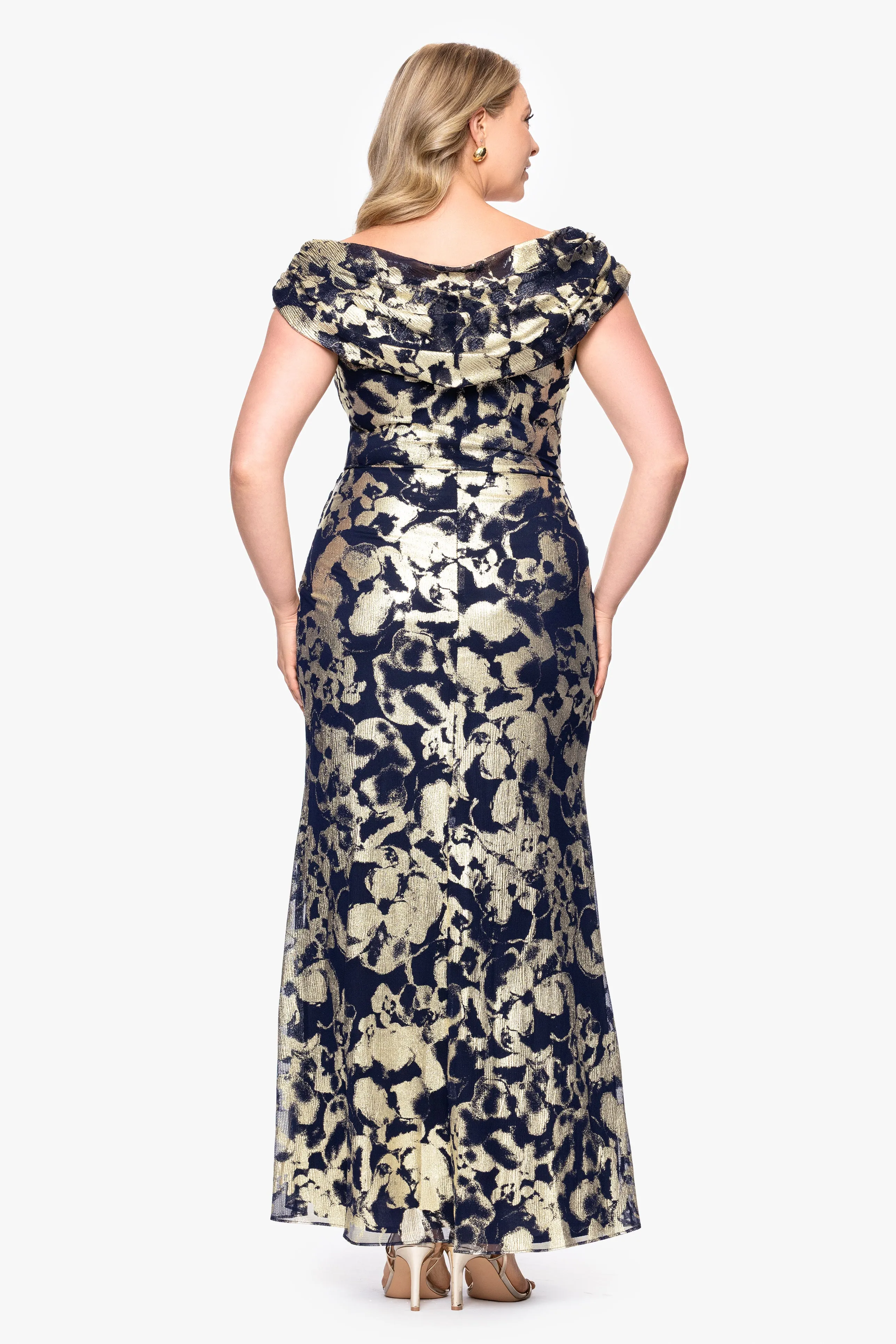 "Bianca" Plus Metallic Cowl Neck Dress sold by Betsy & Adam product image thumbnail 3