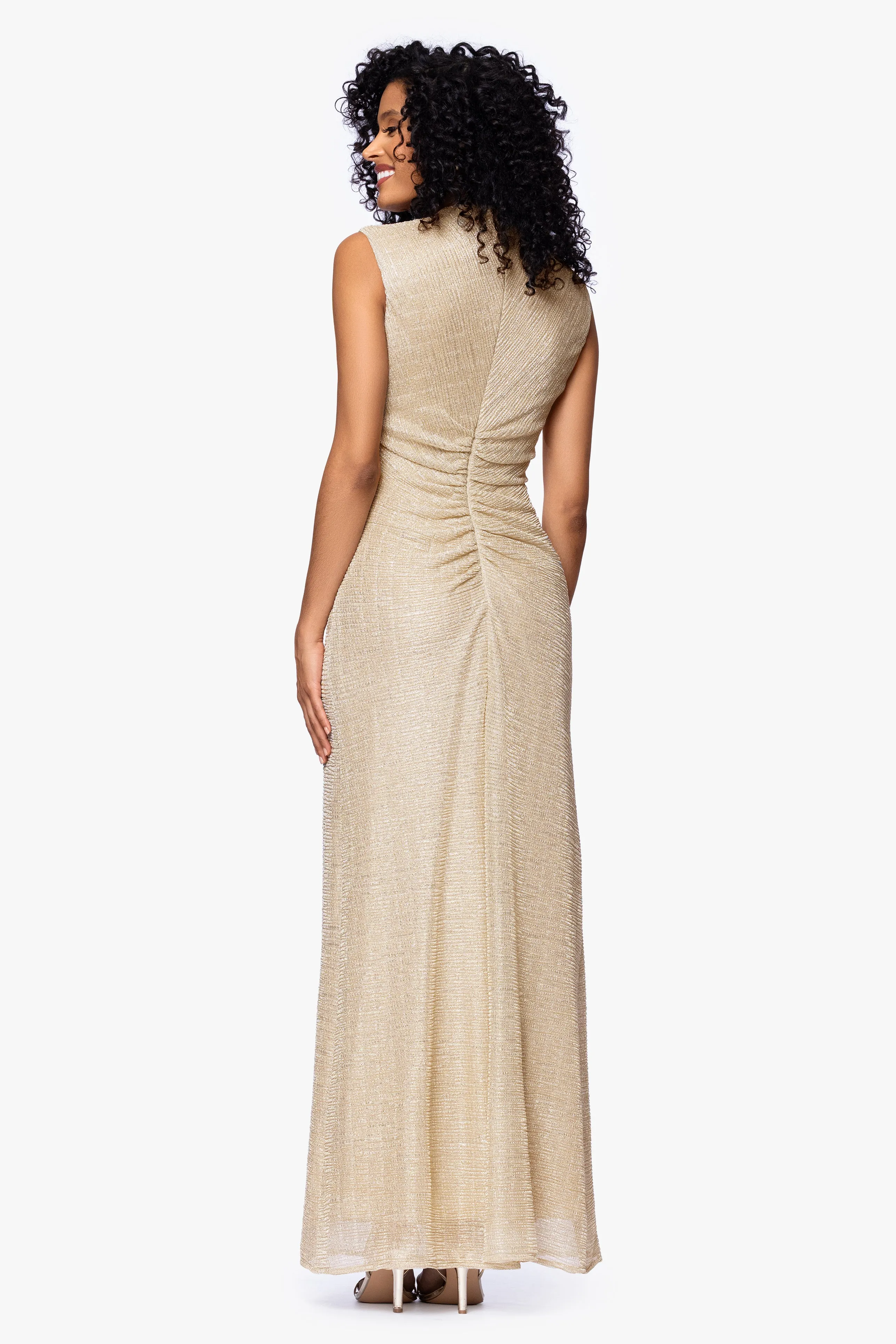 "Bethany" Petite Metallic Ruched Dress sold by Betsy & Adam product image thumbnail 3