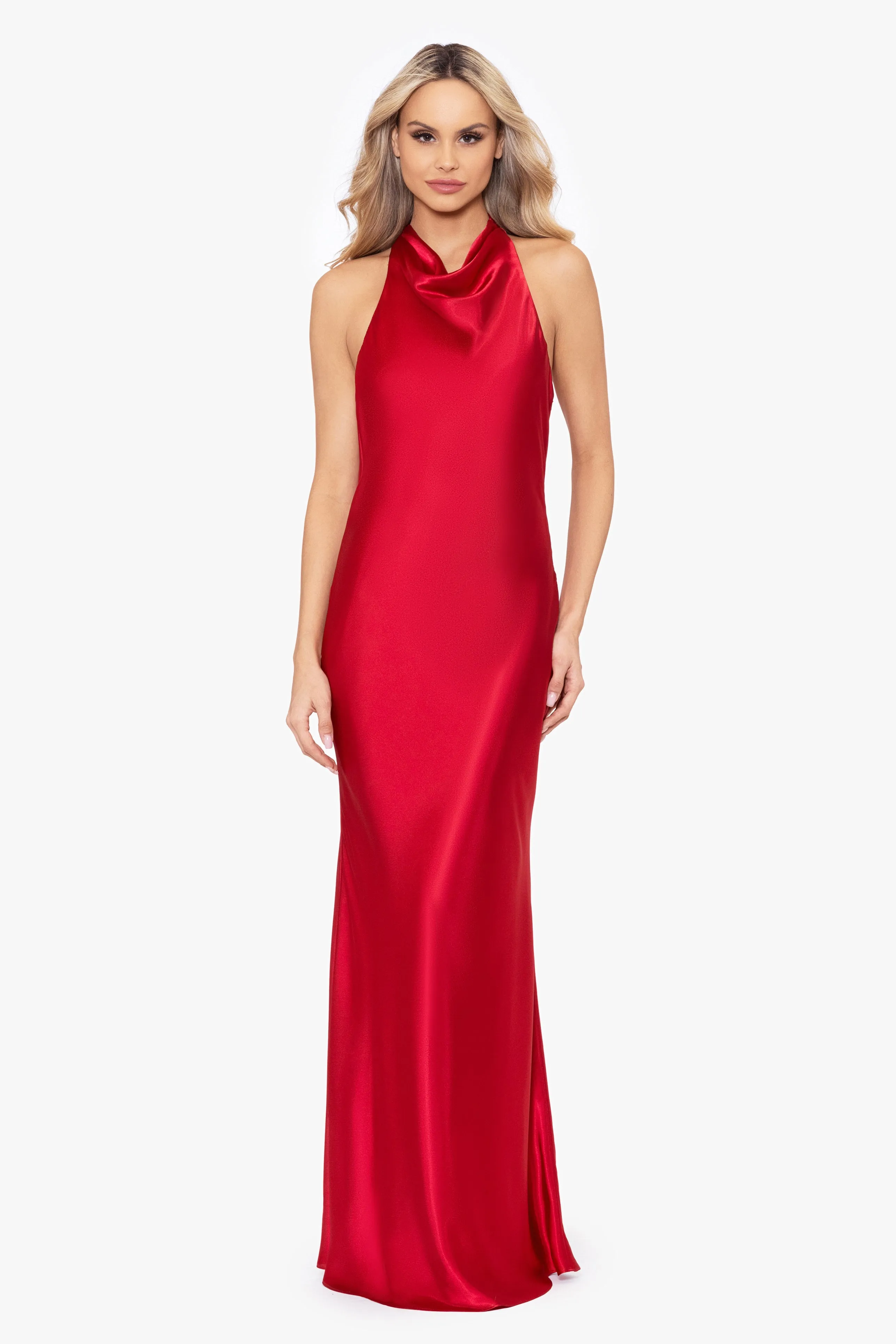 "Shannon" Satin Halter Necktie Dress sold by Betsy & Adam