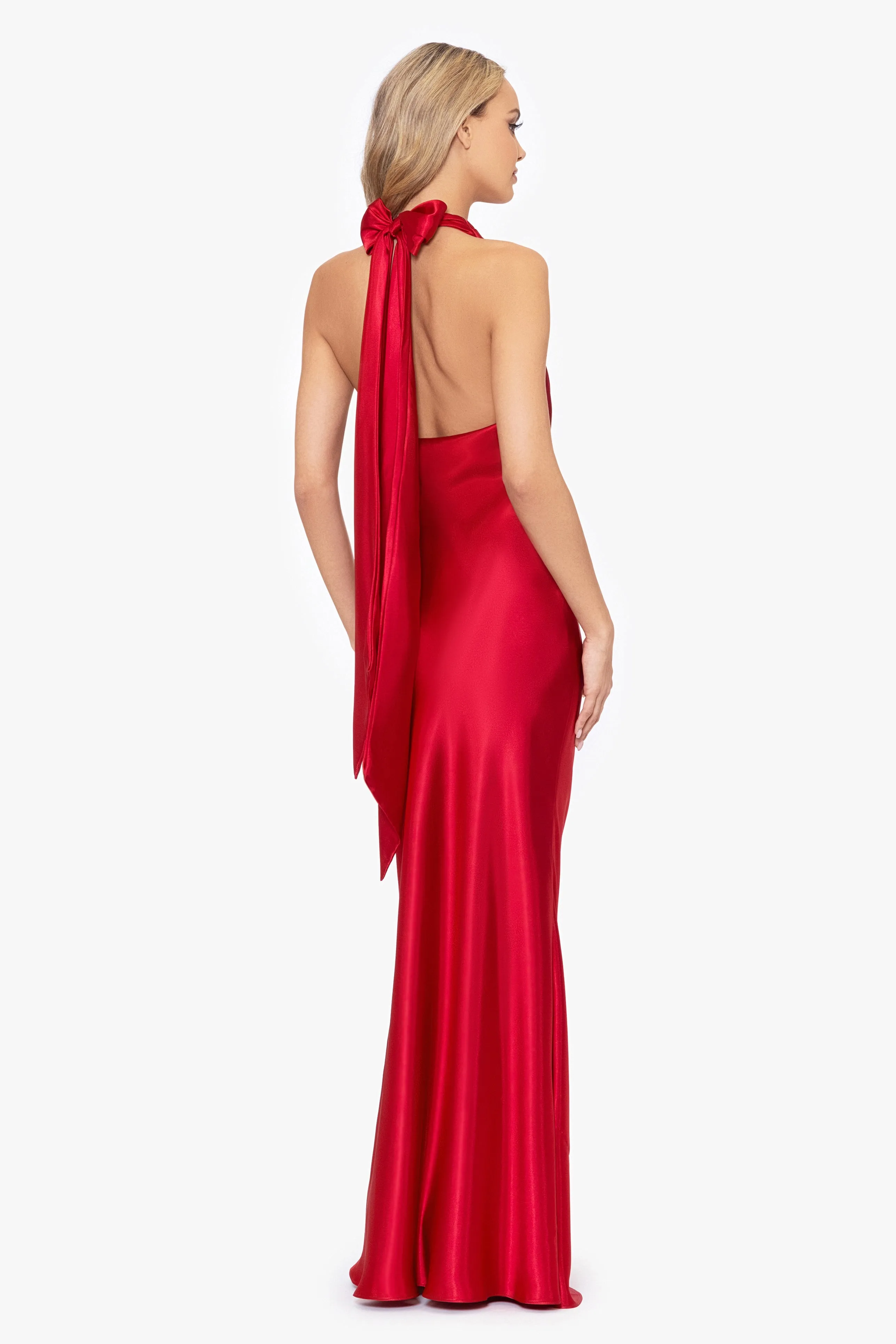 "Shannon" Satin Halter Necktie Dress sold by Betsy & Adam product image thumbnail 3