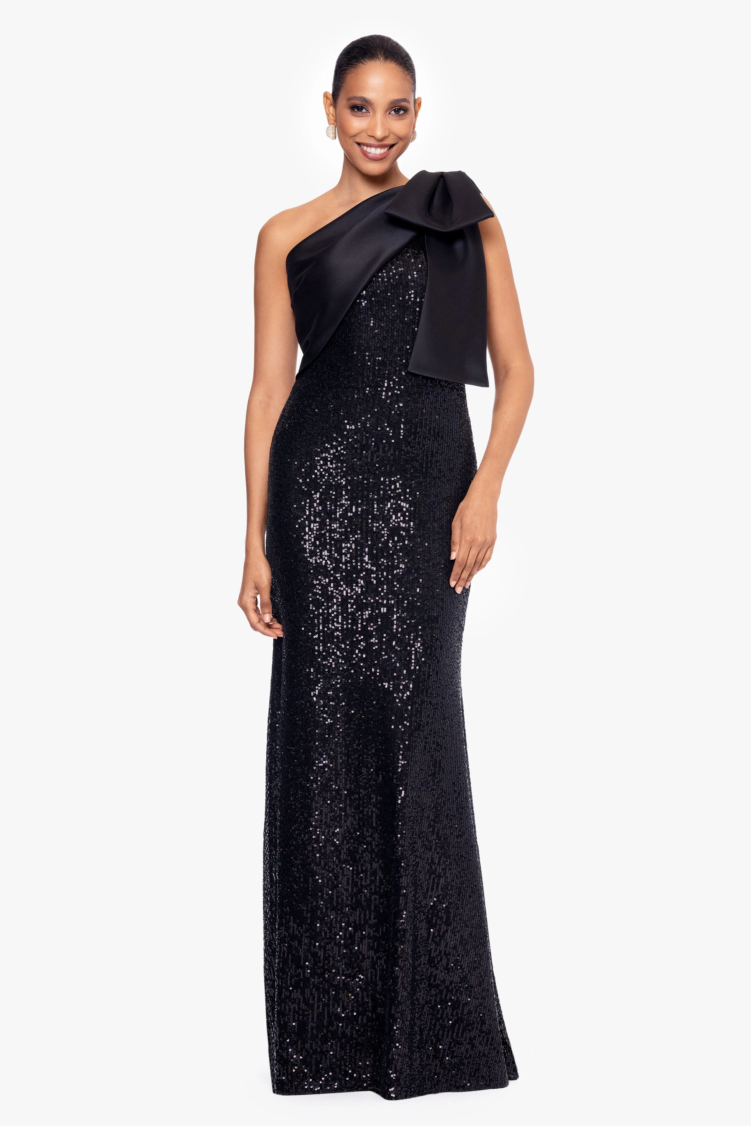 "Christy" Sequin With Satin Bow Dress sold by Betsy & Adam