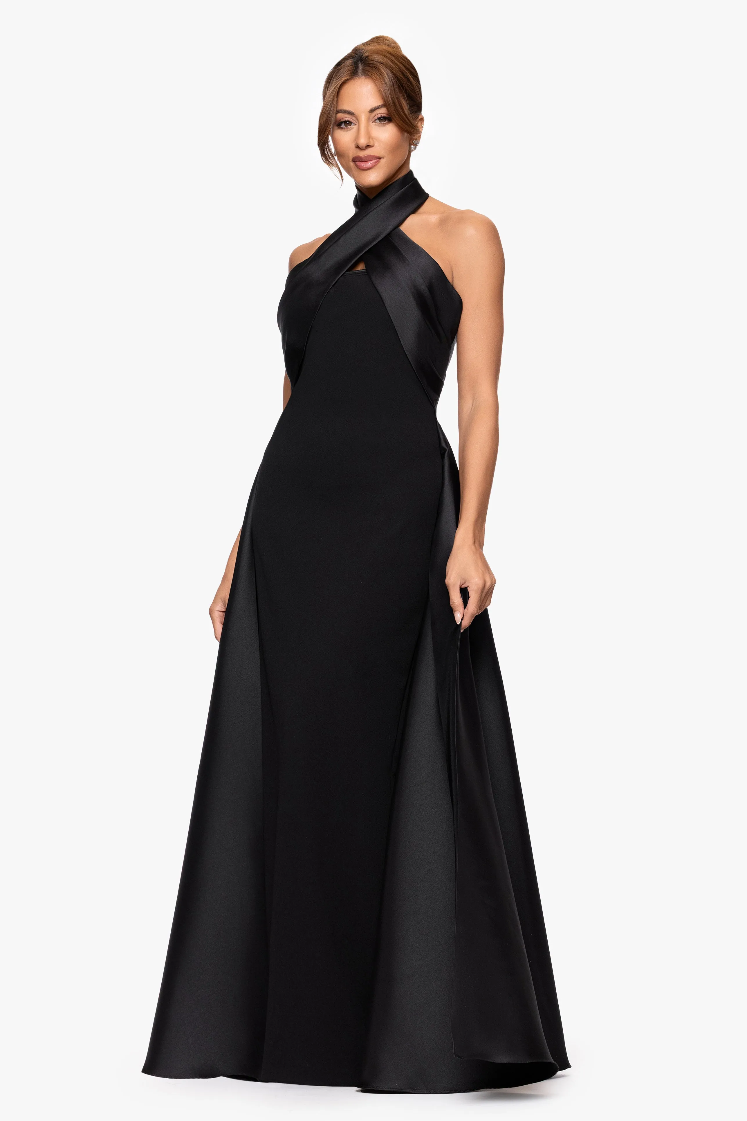 "Dina" Scuba Crepe Twist Halter Neck Gown sold by Betsy & Adam product image thumbnail 4