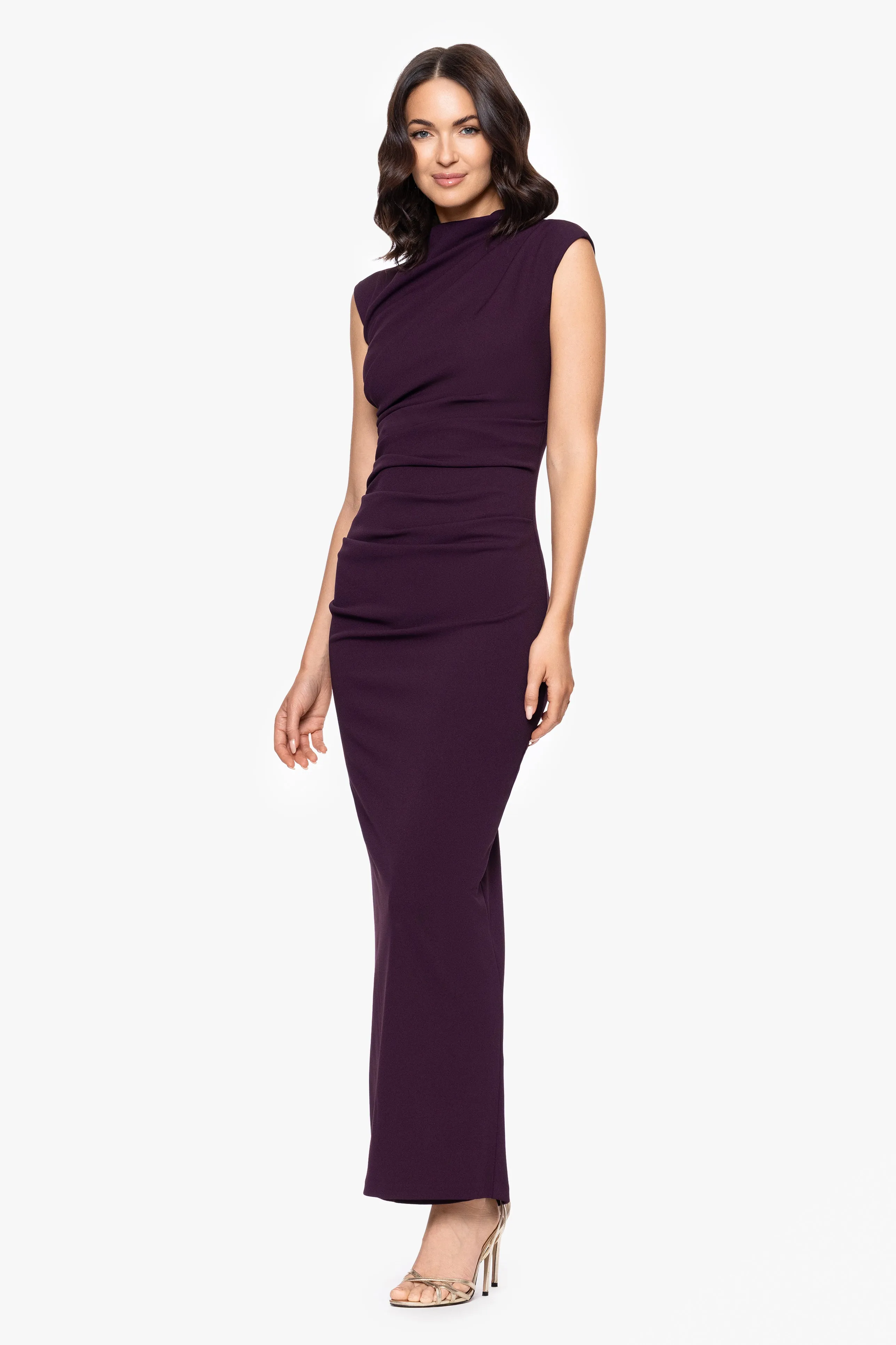 “Katalina” Scuba Crepe Ruched Mock Neck Dress sold by Betsy & Adam product image thumbnail 4