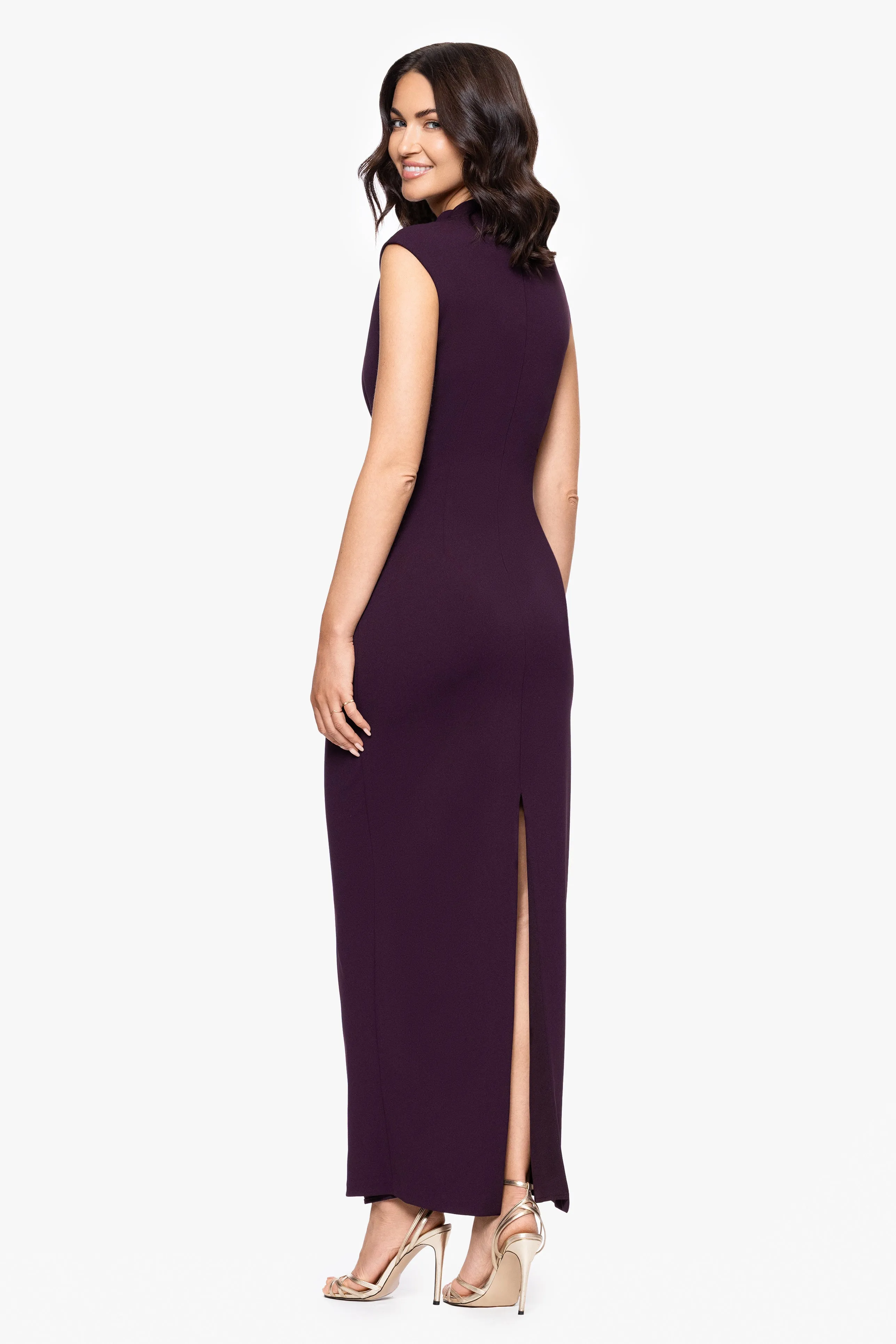 “Katalina” Scuba Crepe Ruched Mock Neck Dress sold by Betsy & Adam product image thumbnail 3