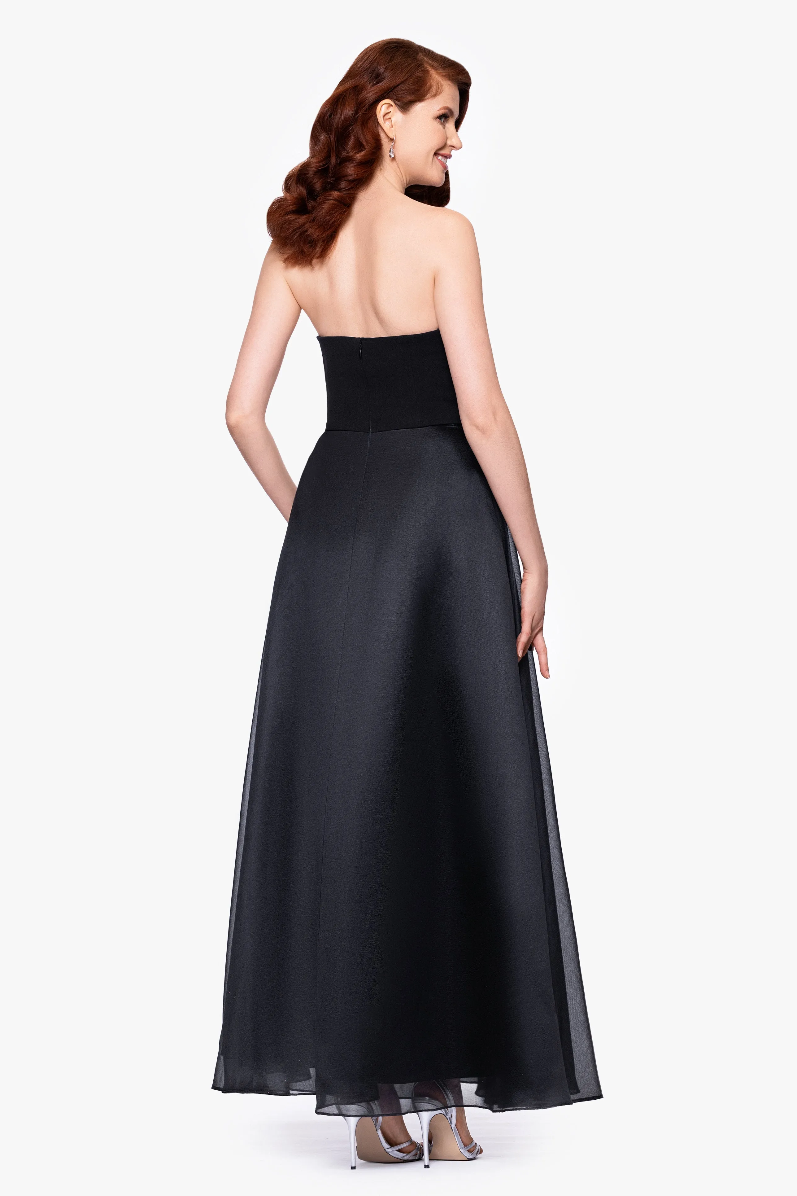 "Josephine" Petite Scuba Crepe & Organza Ruffle Dress sold by Betsy & Adam product image thumbnail 3