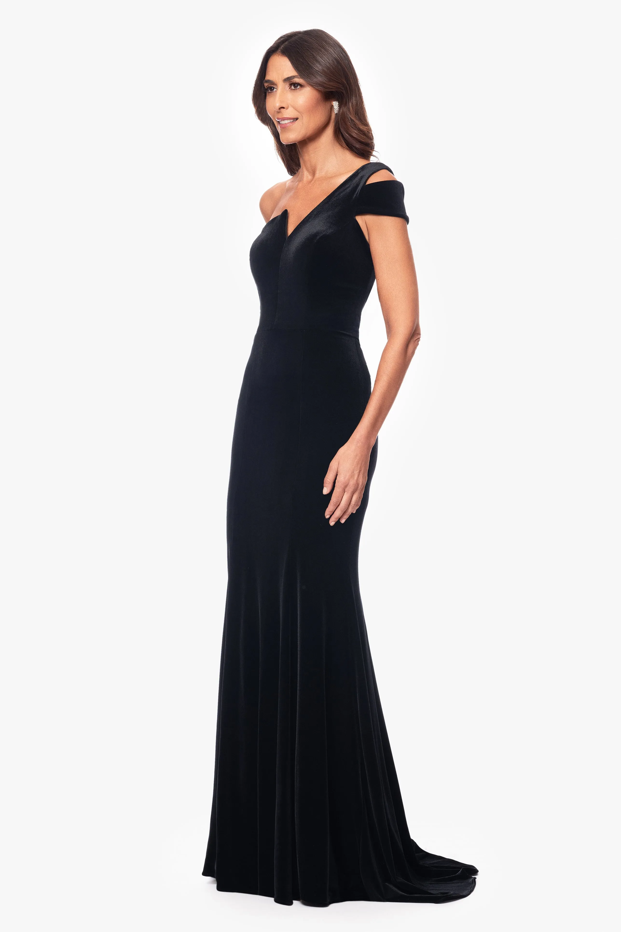 "Ella" Velvet One Shoulder Dress sold by Betsy & Adam product image thumbnail 4