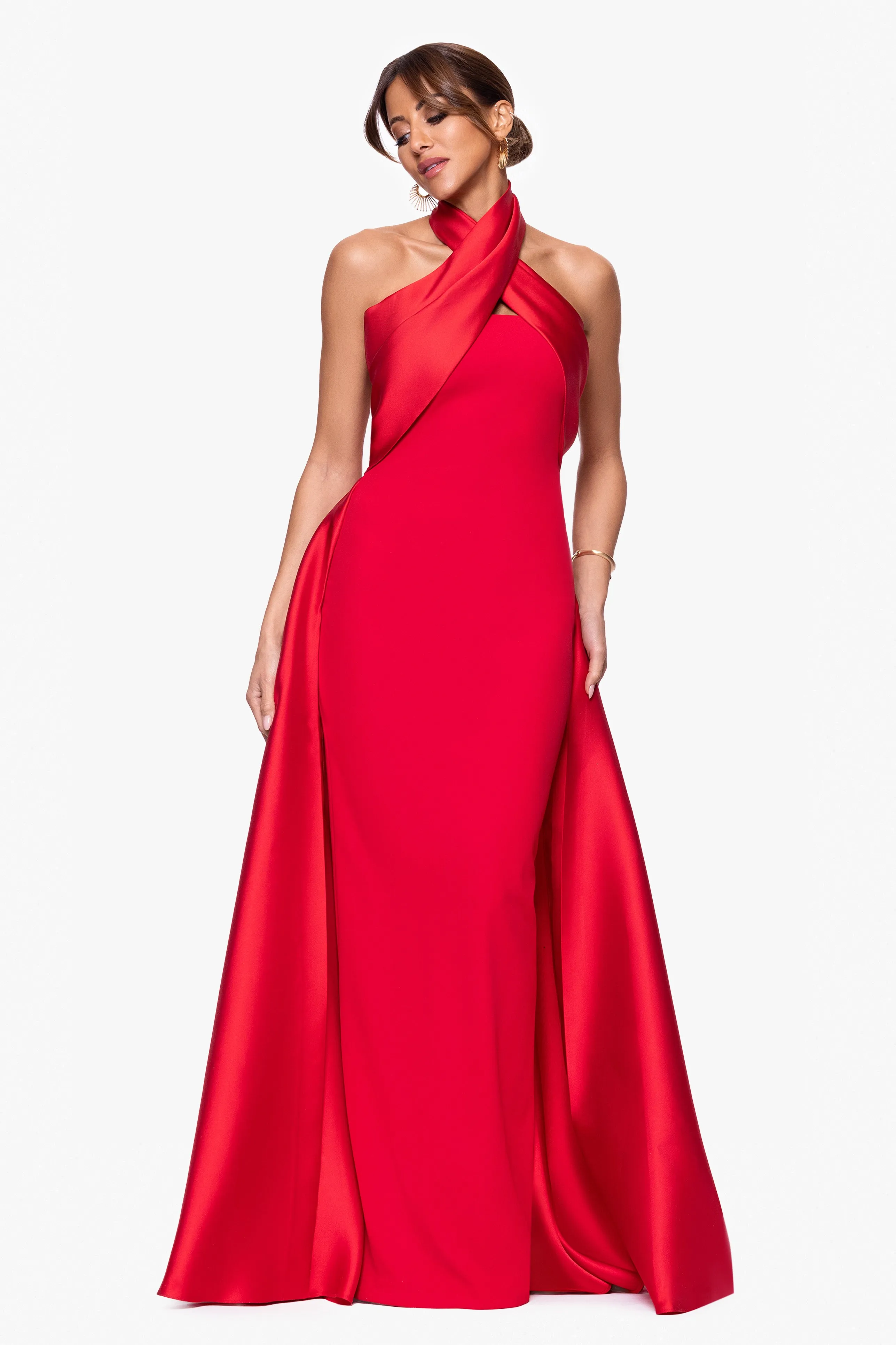 "Dina" Scuba Crepe Twist Halter Neck Gown sold by Betsy & Adam product image thumbnail 5