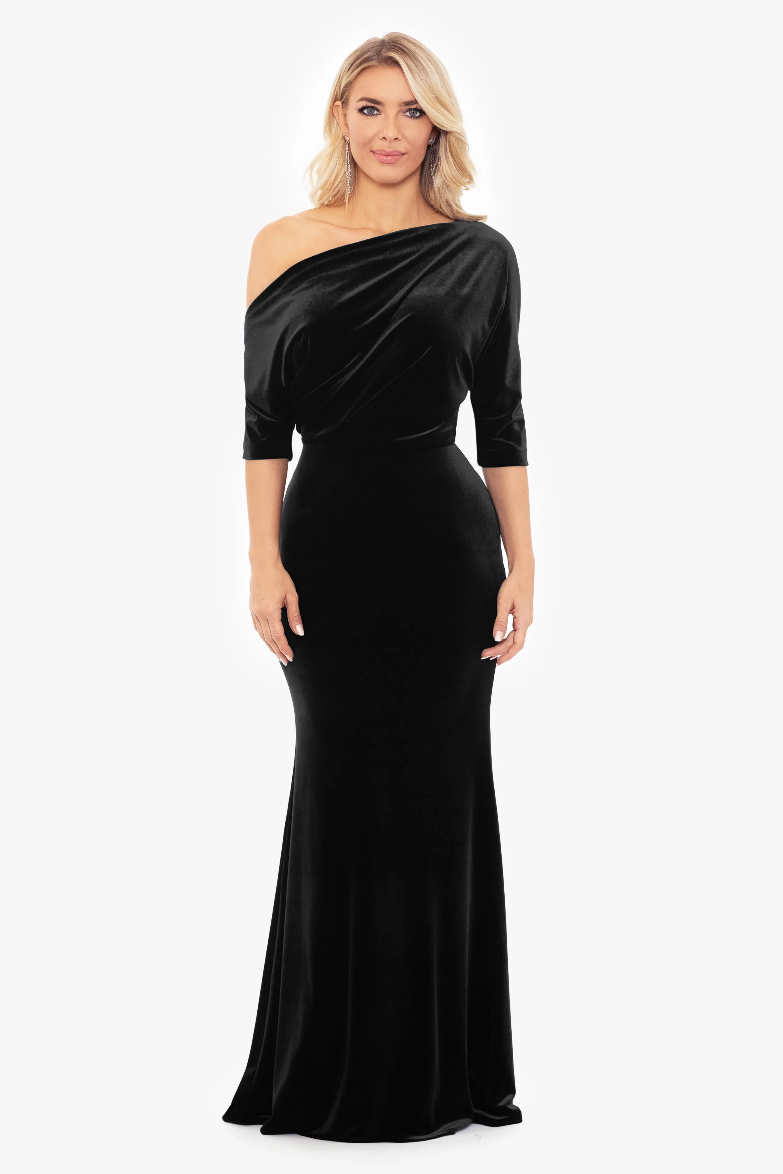 "Arya" Velvet Drop Off The Shoulder Dress sold by Betsy & Adam