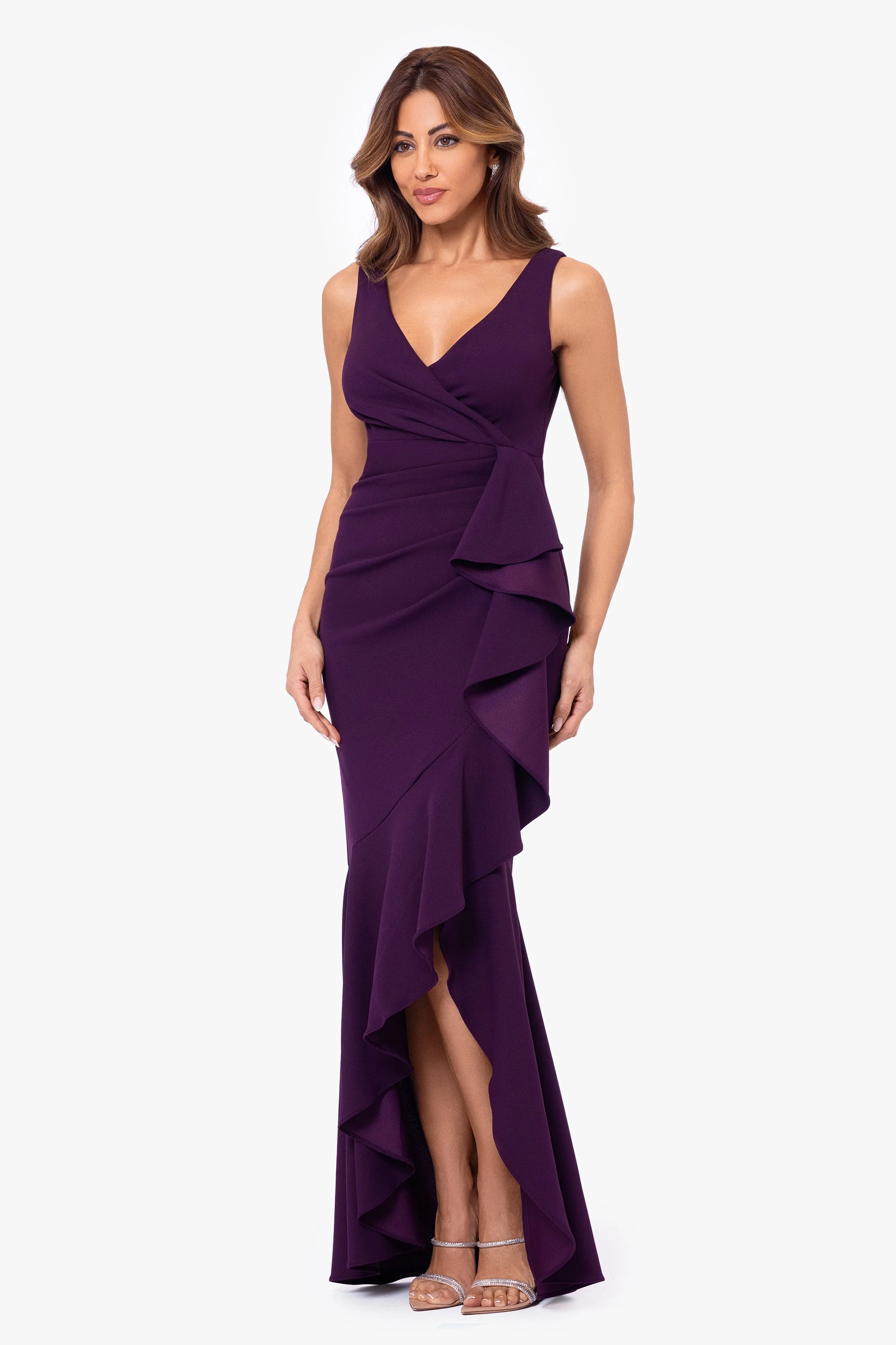 "Candace" V-Neck Hi Low Cascade Dress sold by Betsy & Adam product image thumbnail 4