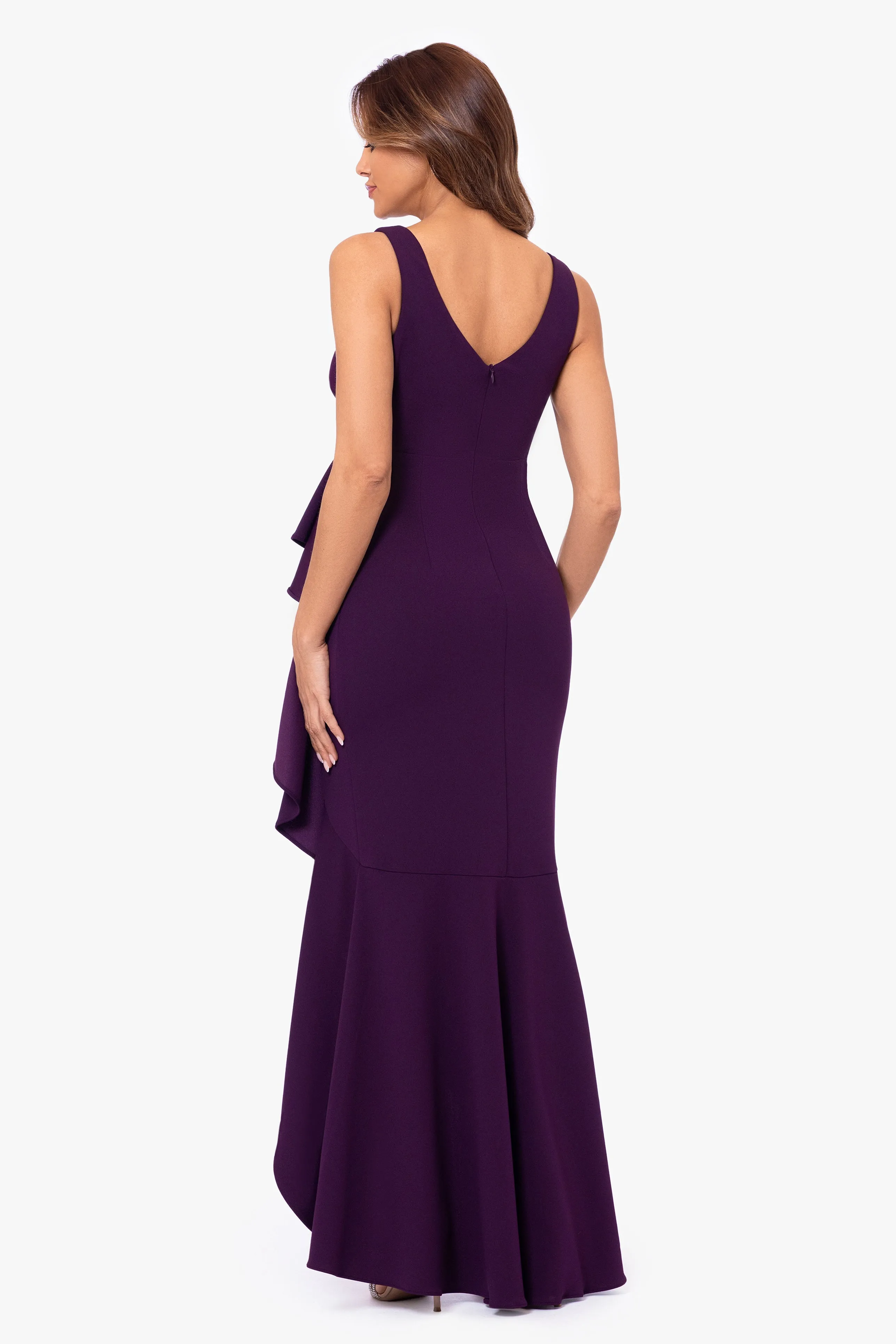 "Candace" V-Neck Hi Low Cascade Dress sold by Betsy & Adam product image thumbnail 3