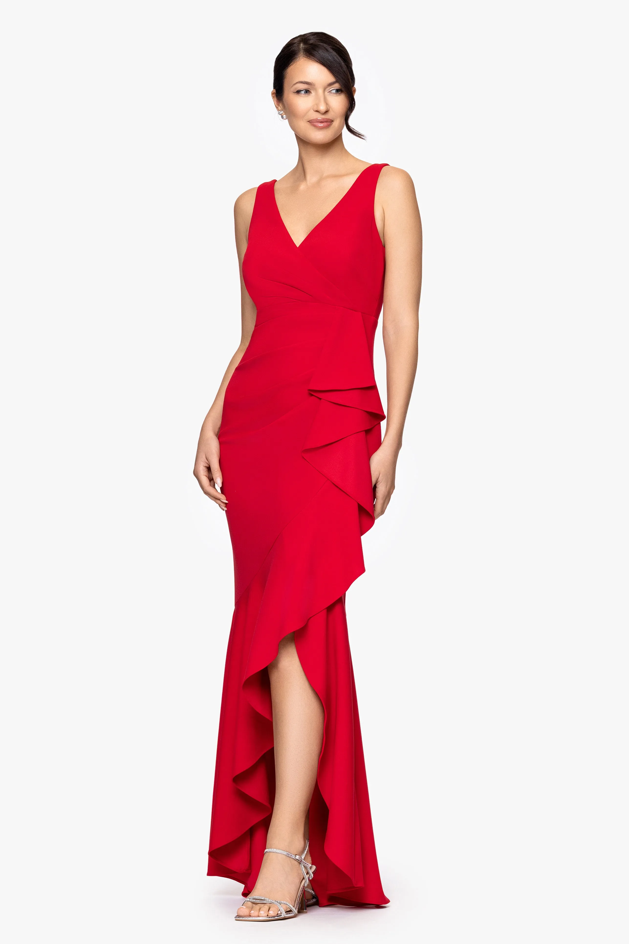 "Candace" Petite V-Neck Hi Low Cascade Dress sold by Betsy & Adam product image thumbnail 4