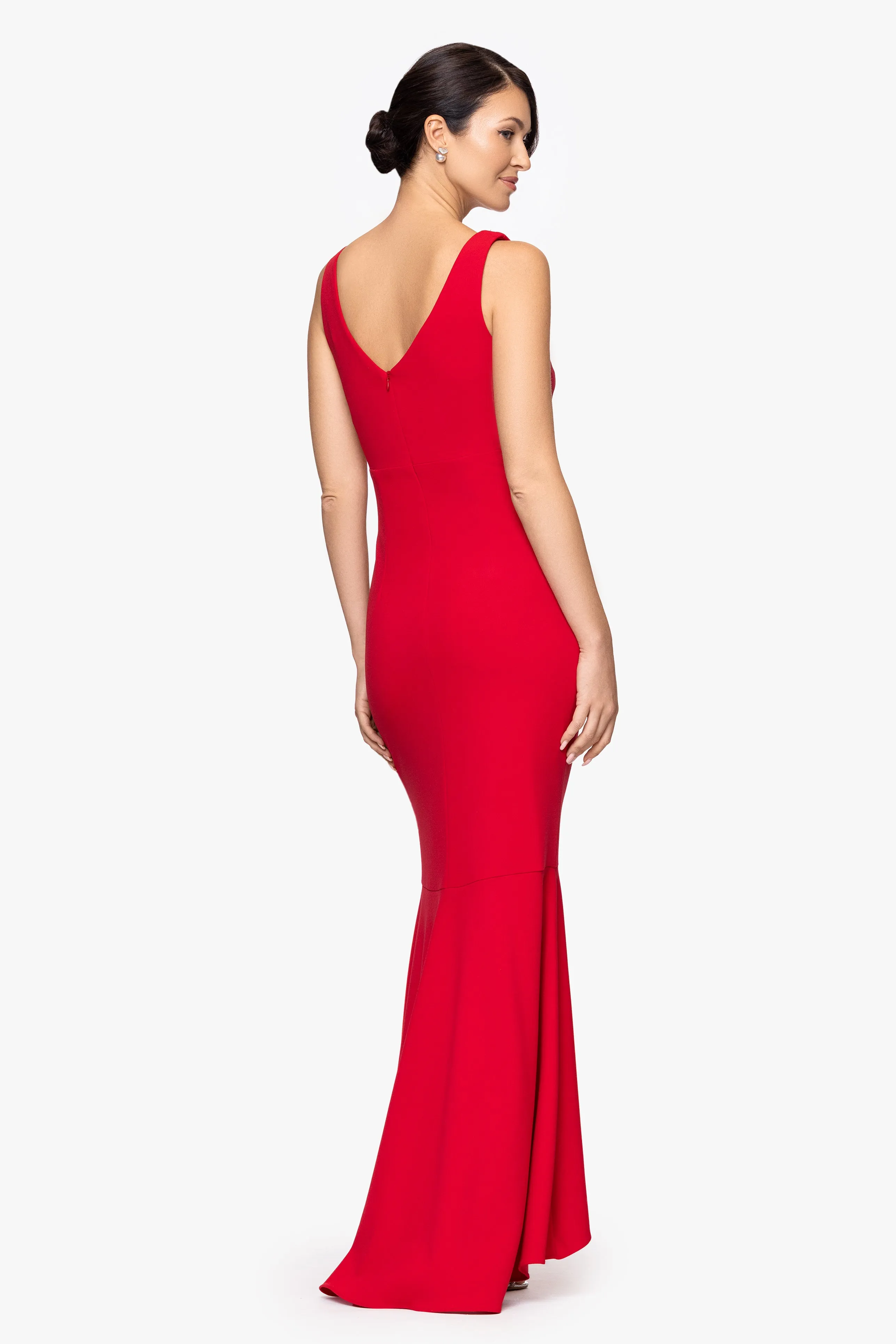 "Candace" Petite V-Neck Hi Low Cascade Dress sold by Betsy & Adam product image thumbnail 3
