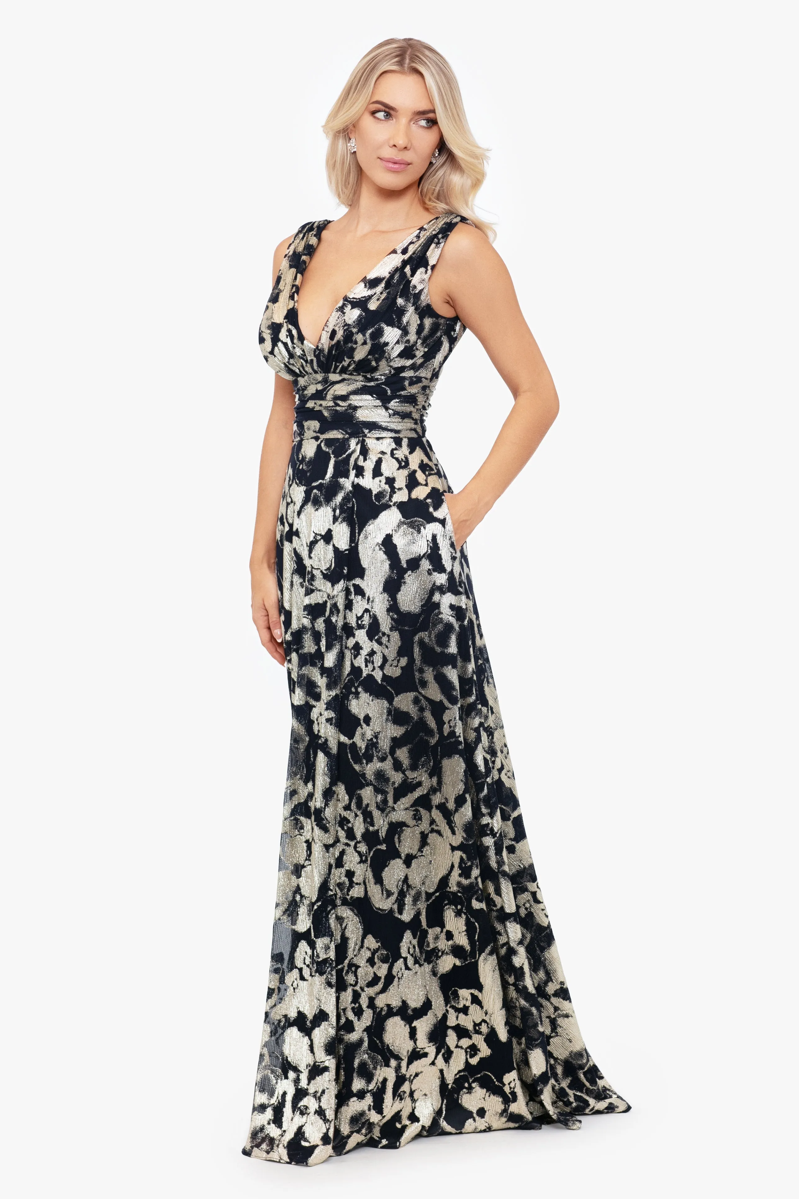 "Maria" Metallic V-Neck Dress sold by Betsy & Adam product image thumbnail 3