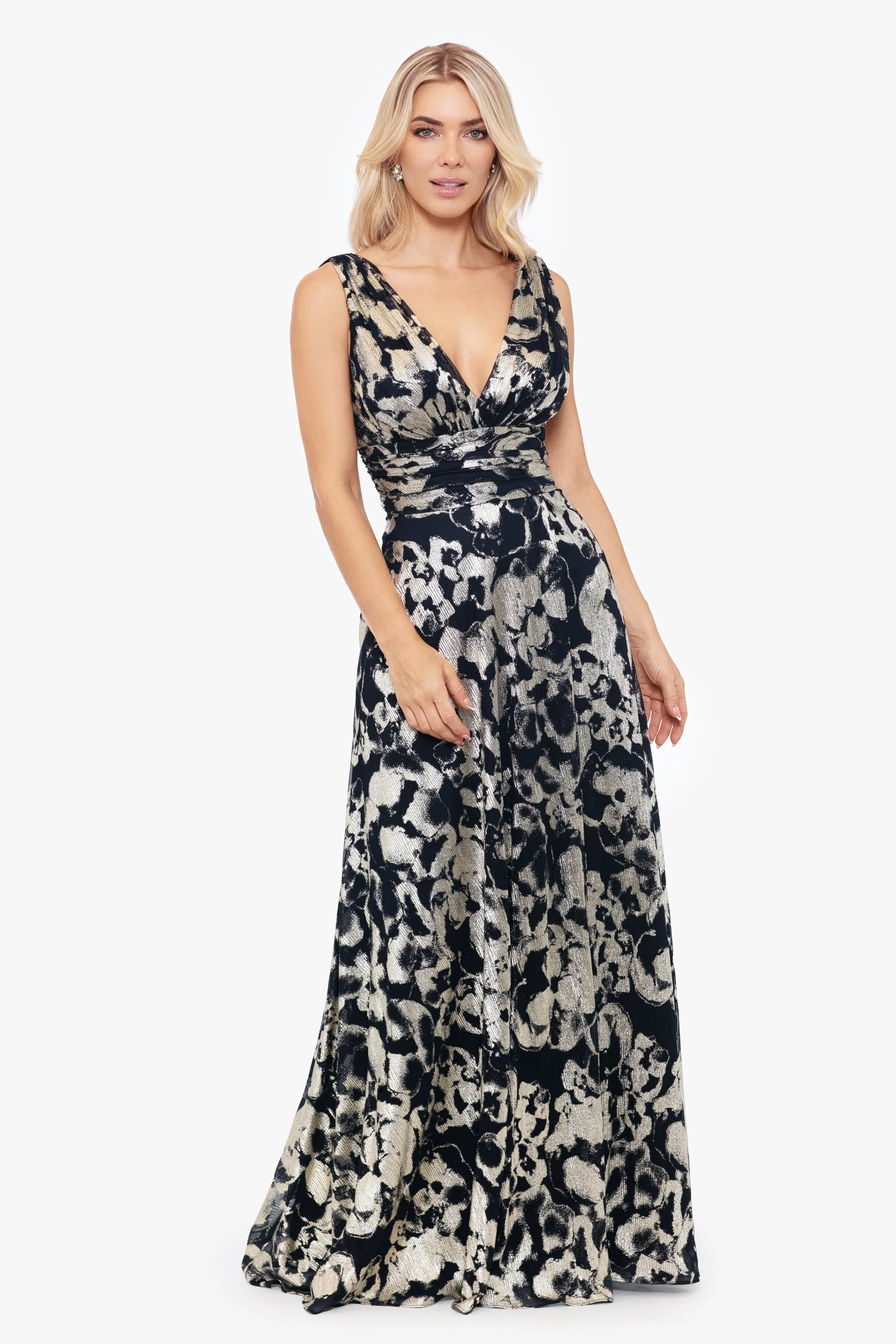 "Maria" Metallic V-Neck Dress sold by Betsy & Adam