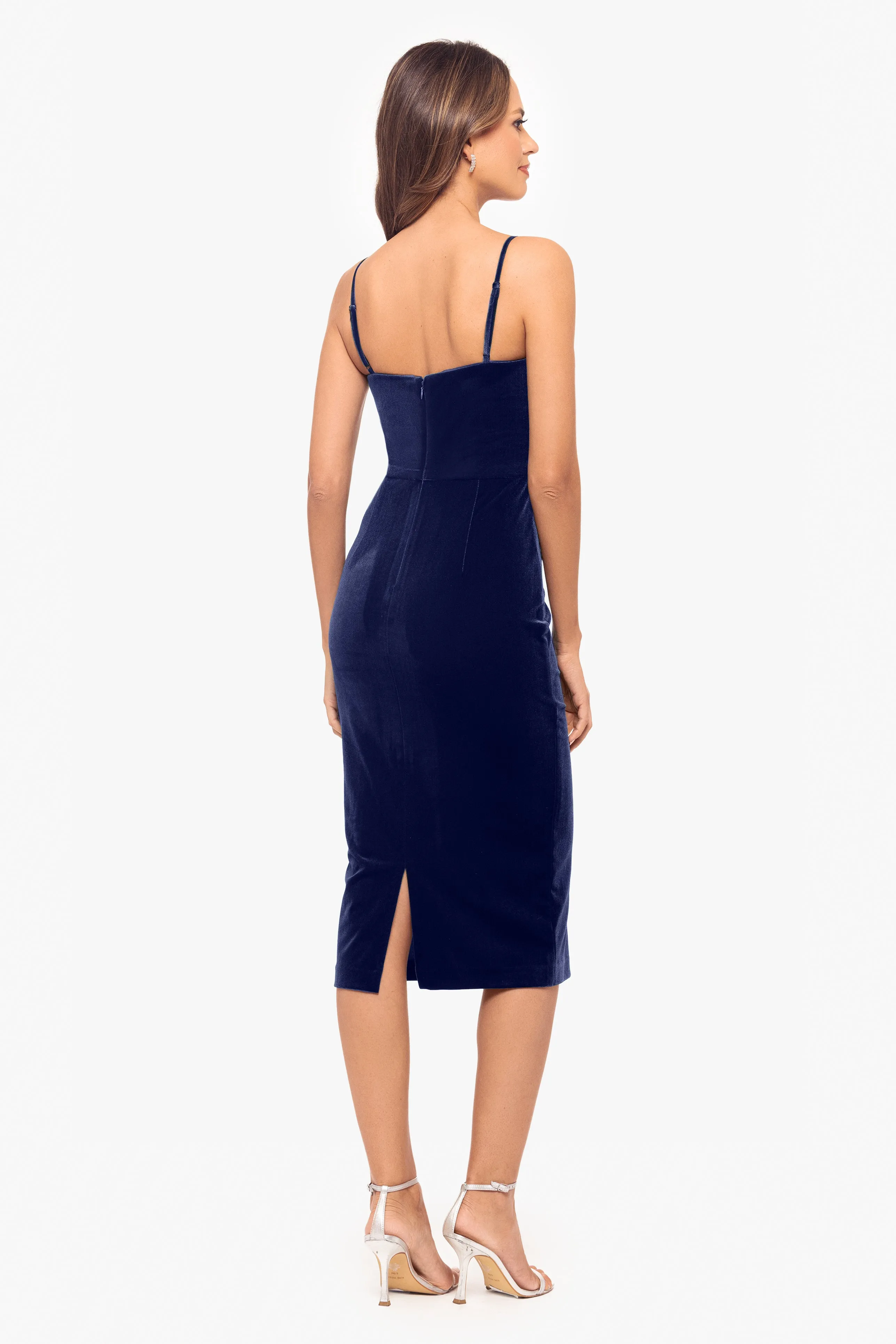 "Spencer" Velvet Flower Spaghetti Strap Short Dress sold by Betsy & Adam product image thumbnail 3