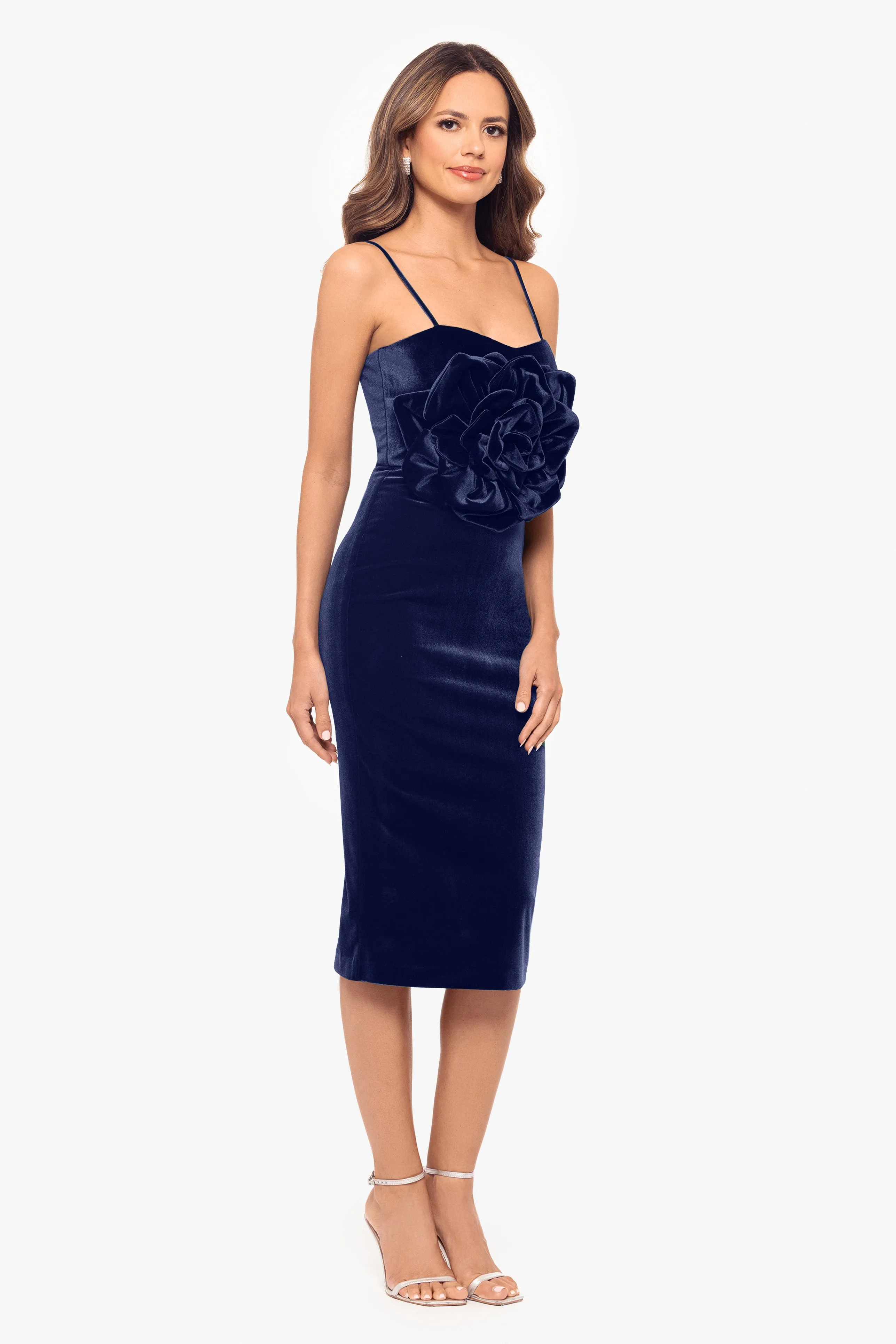 "Spencer" Velvet Flower Spaghetti Strap Short Dress sold by Betsy & Adam product image thumbnail 4