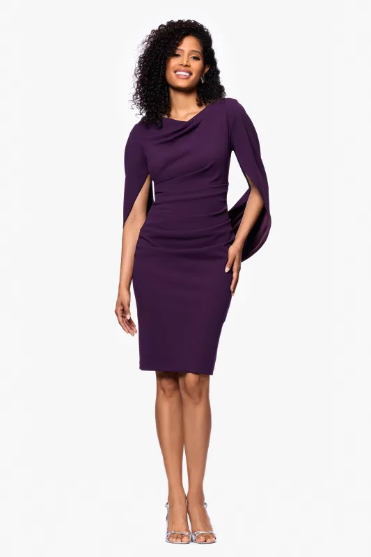 "Jordan" Scuba Crepe Draped Back Short Dress made by Betsy & Adam