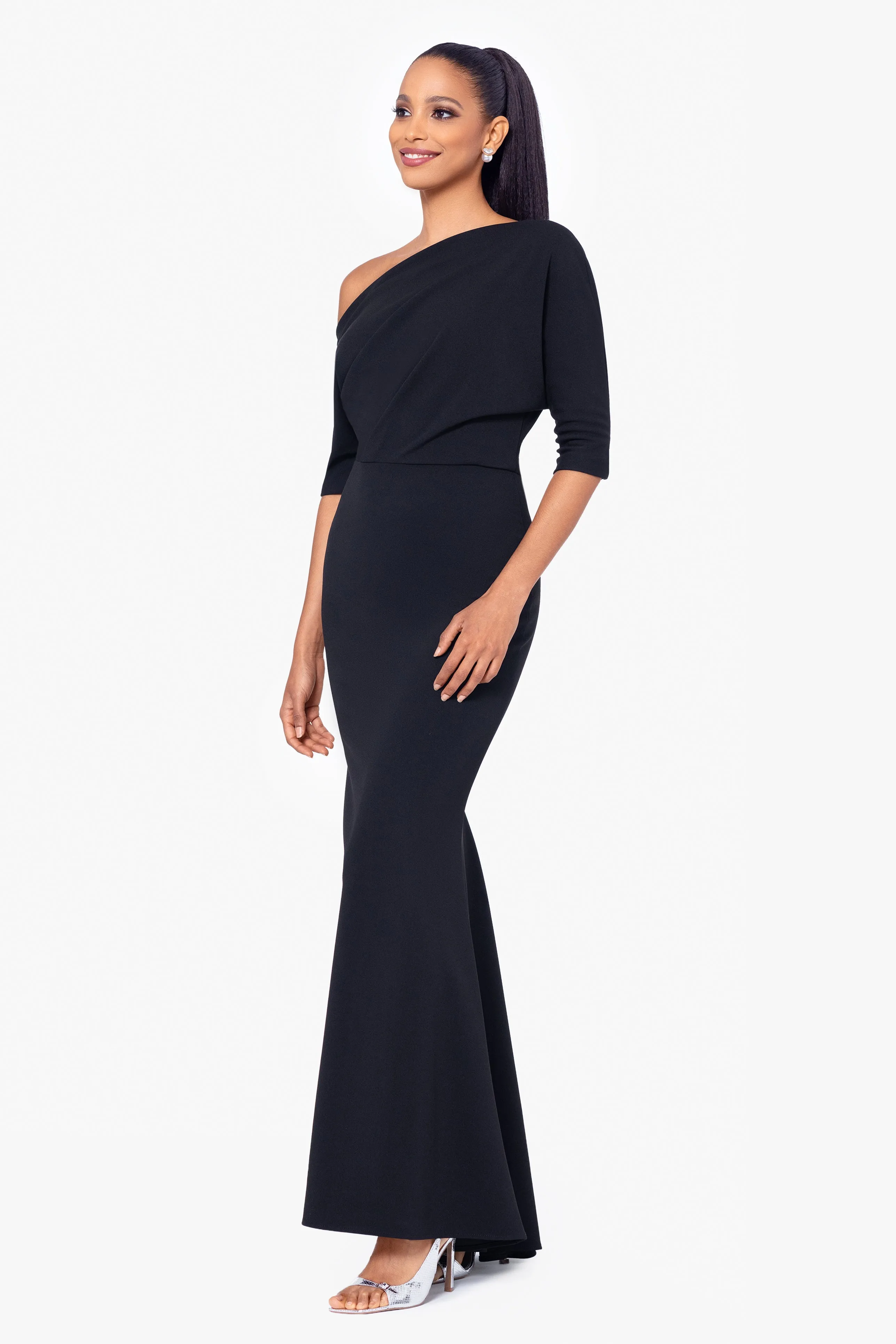 “Madeline” Scuba Crepe Off The Shoulder Dress sold by Betsy & Adam product image thumbnail 4